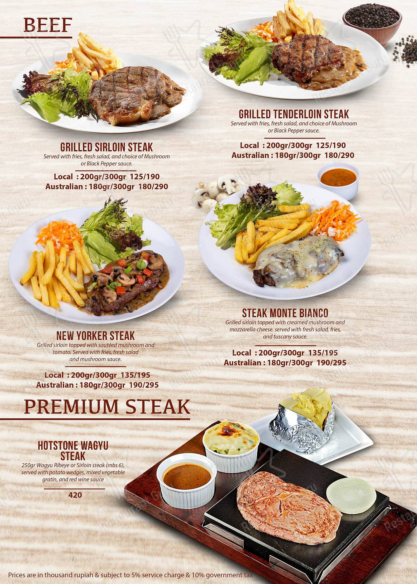 Glosis Restaurant menu