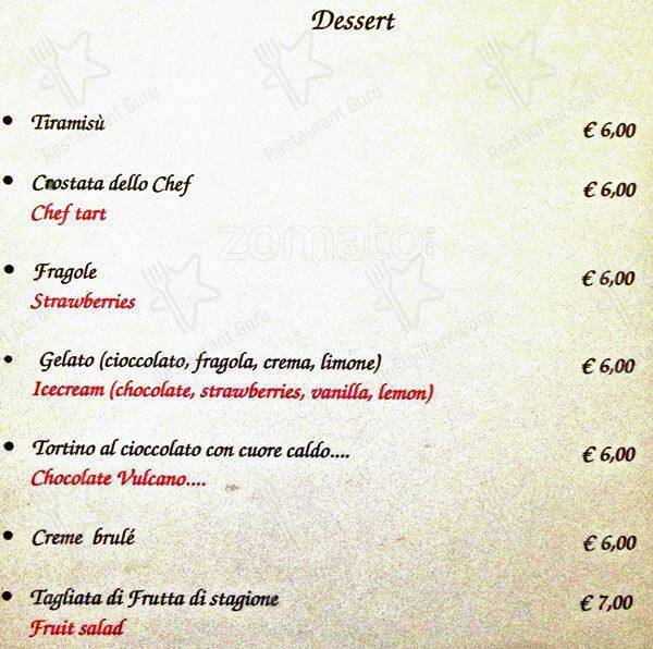 Menu di Hostaria Po 