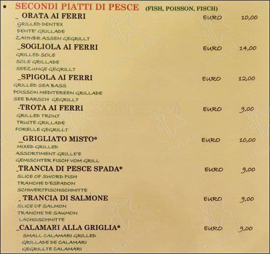 Menu de La Famigliola