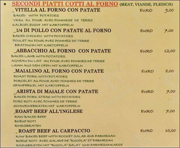 Menu de La Famigliola