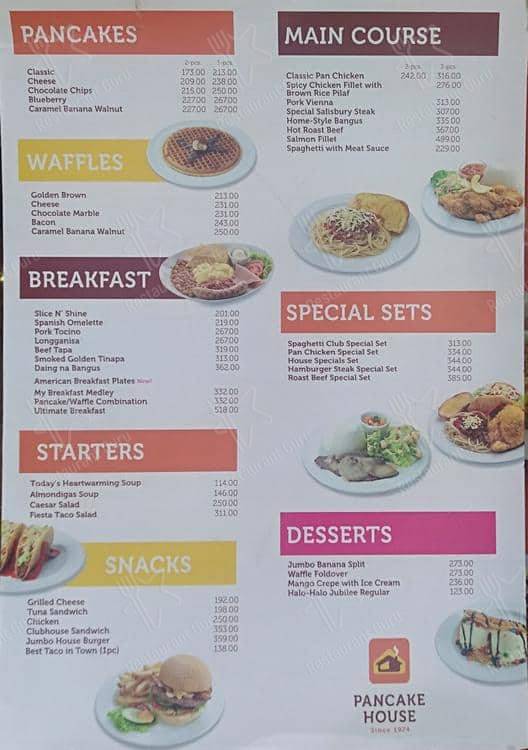 Pancake House menu