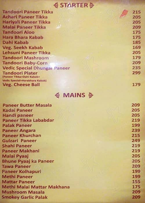 VEDIC Multi cuisine (JAIN FOOD, Lunch-Dinner, Pure veg Family Restaurant) , Banquet & DINE IN. Best veg restaurant in Jodhpur menu