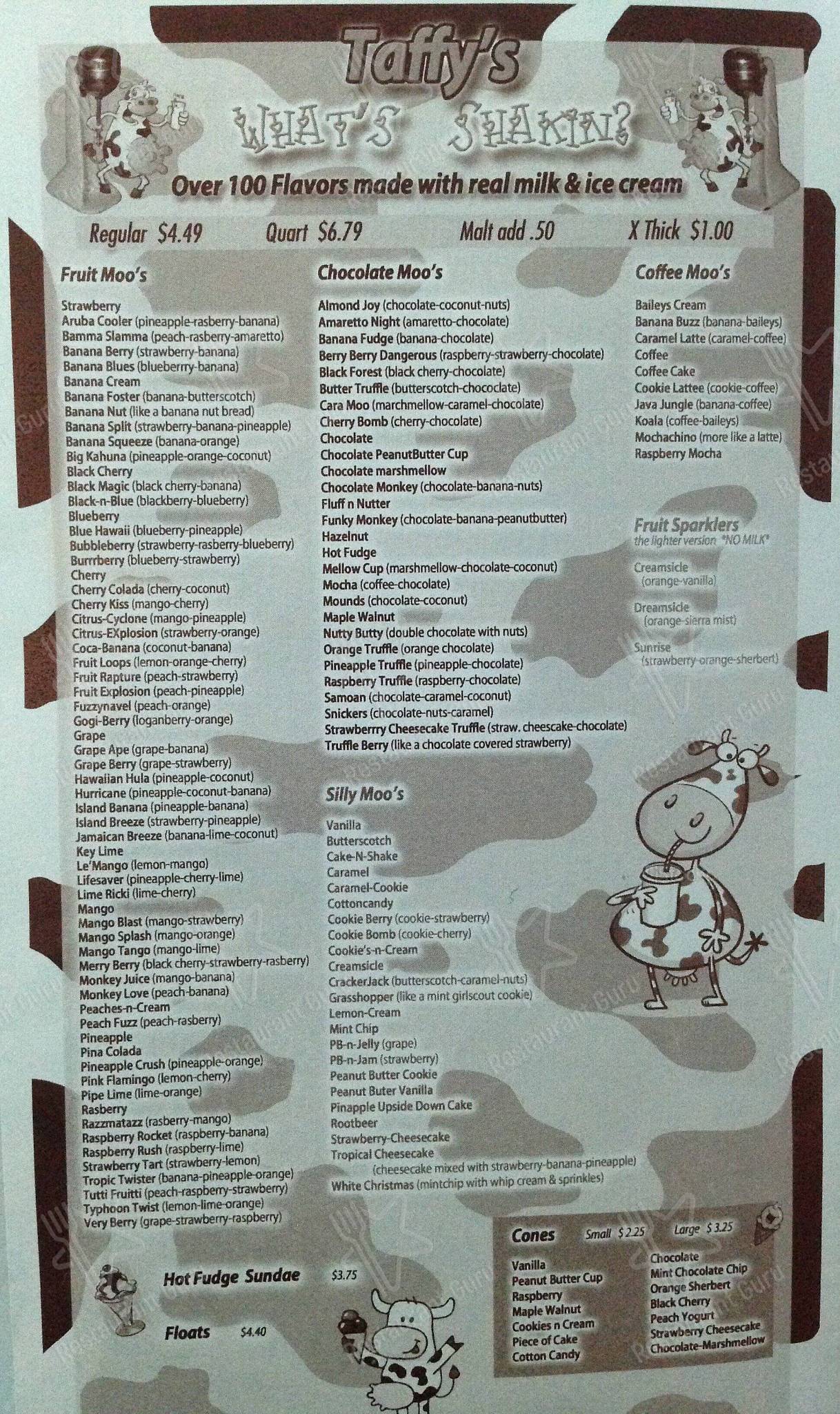 Menu at Taffy's Hot Dog Stand fast food, Orchard Park