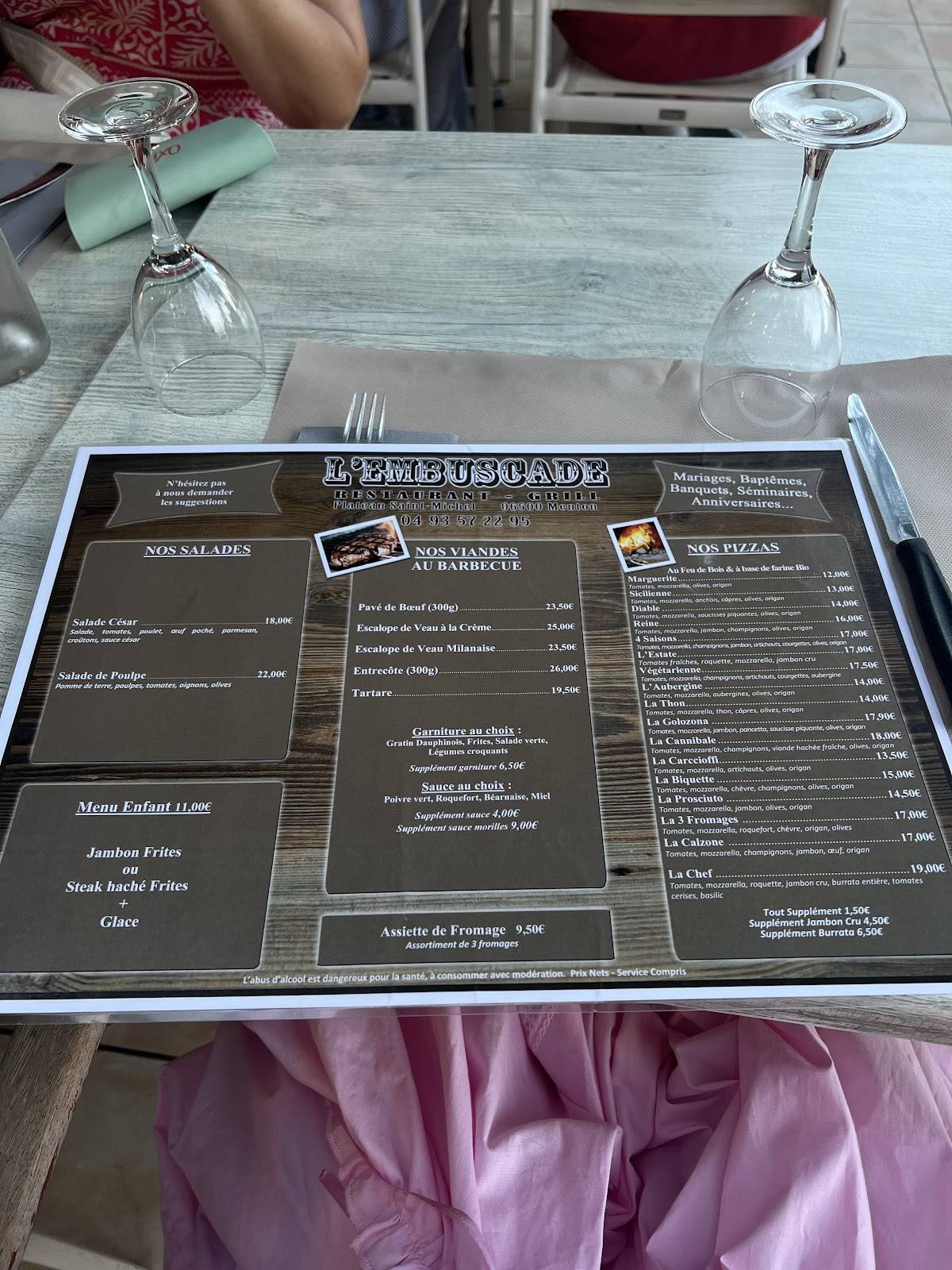 Menu de l'Embuscade