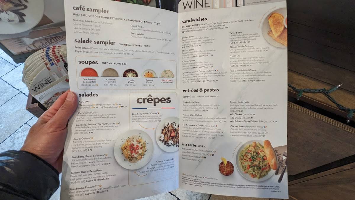 Menu at la Madeleine cafe, El Paso, N Mesa St