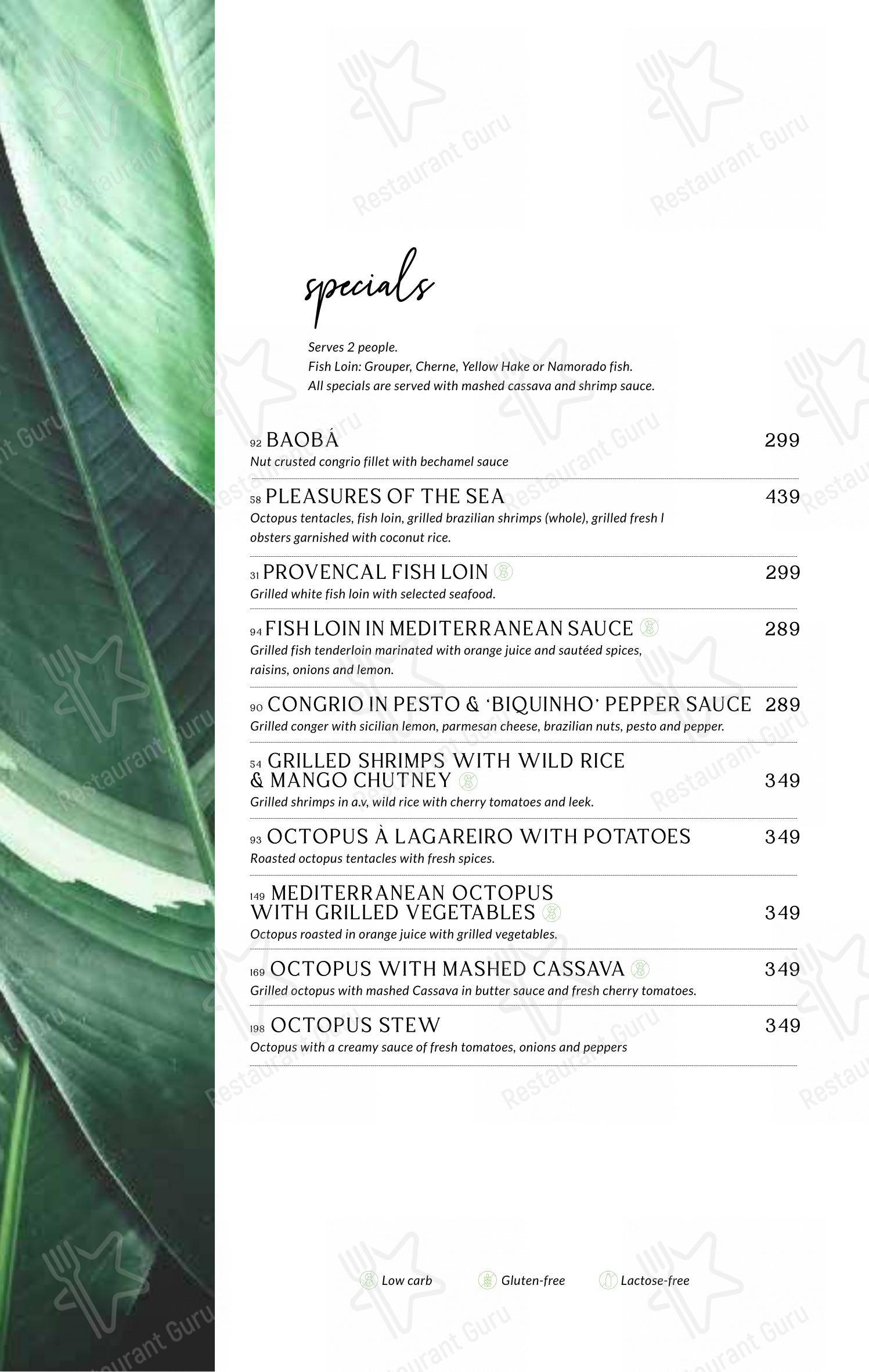 Baobá Bar e Restaurante em Itajaí - 菜单