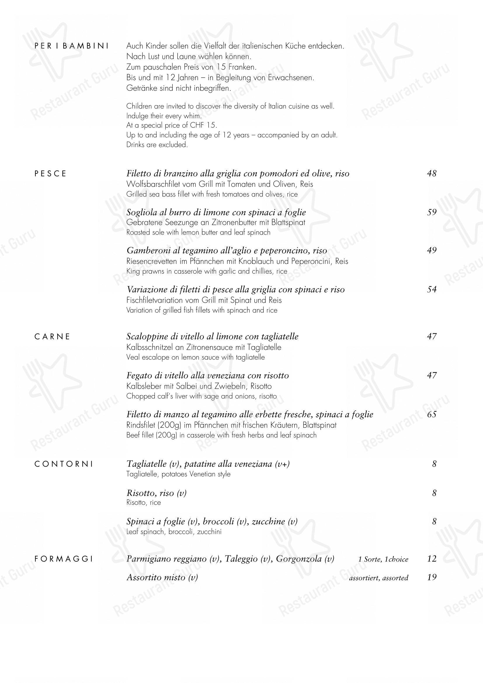 Menu bar per Bindella in Zurigo