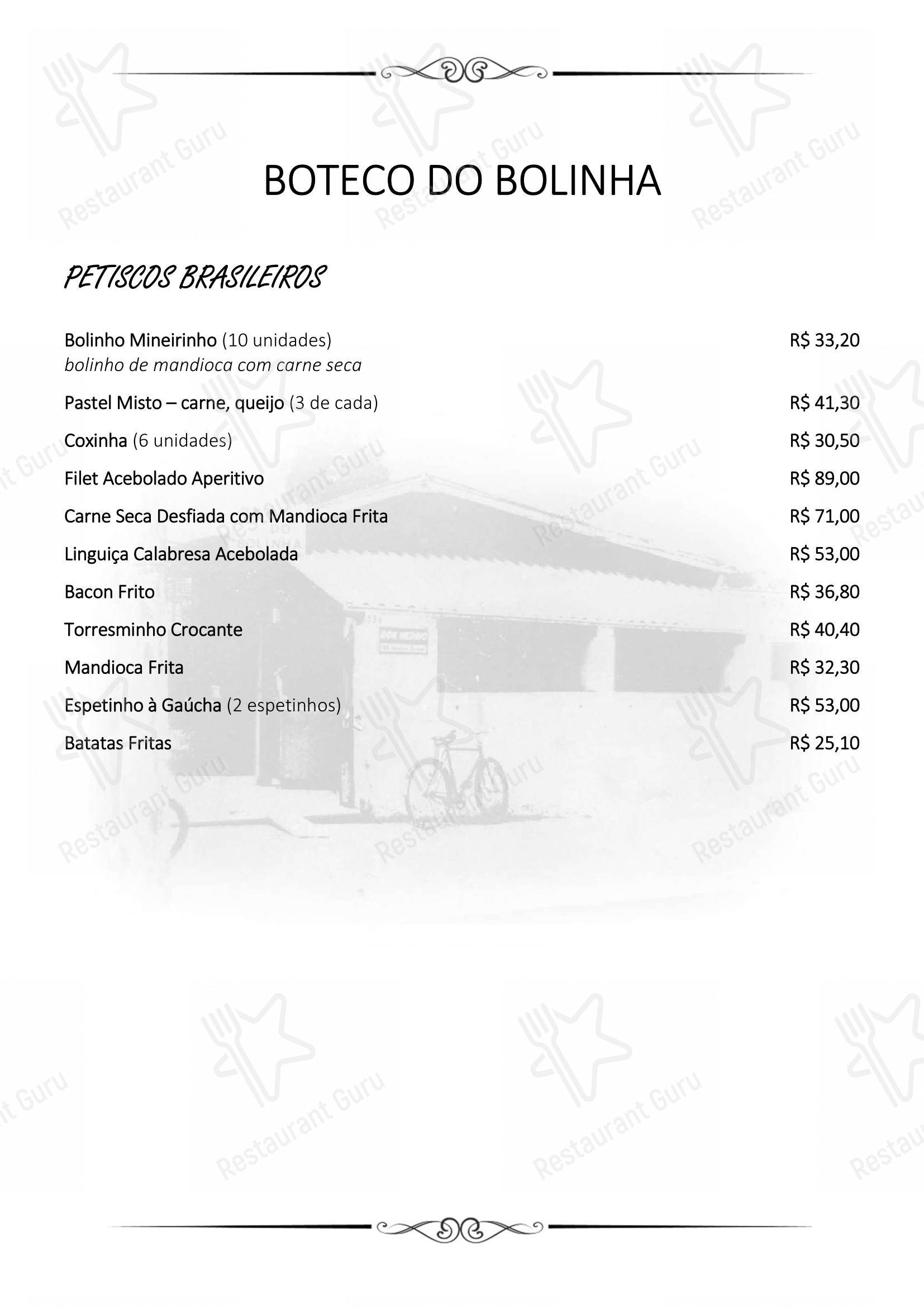 Bolinha Restaurante em São Paulo - Menu bar