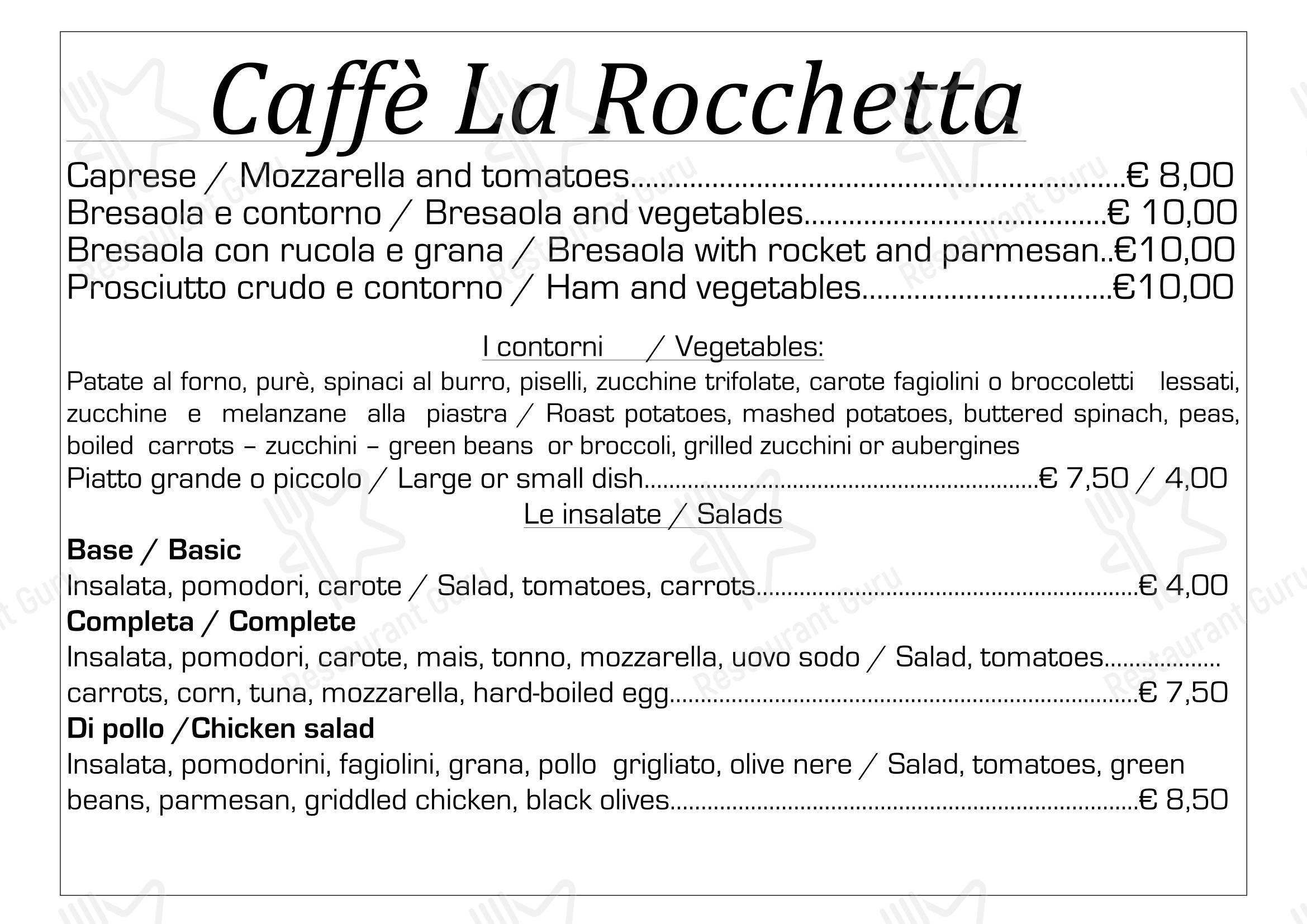 菜单 per Caffè La Rocchetta in Milano