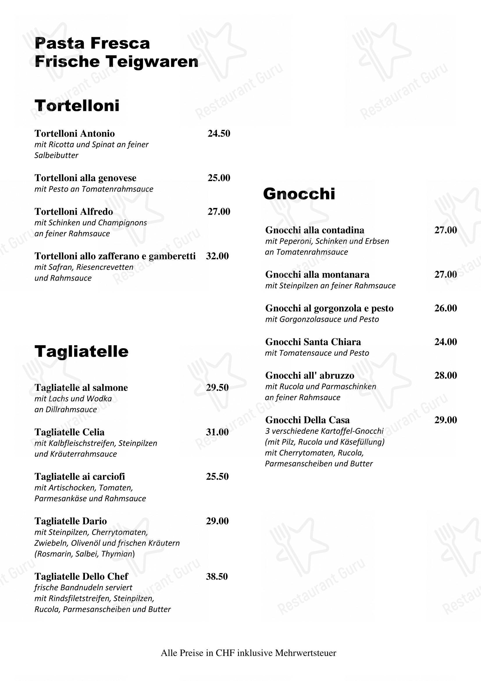 Menu per Celia ristorante