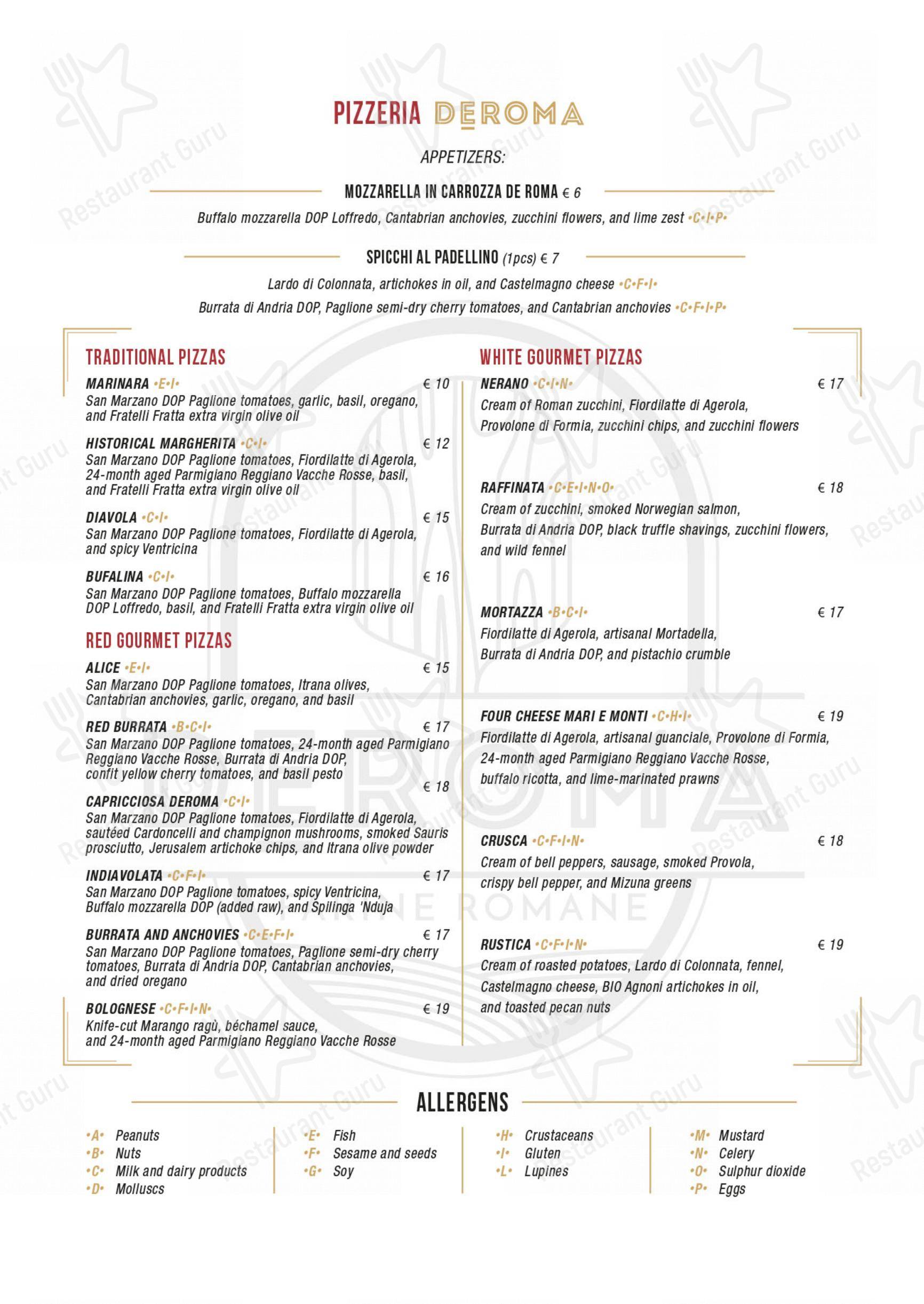 Menu di DEROMA - Farine Romane - Основное меню