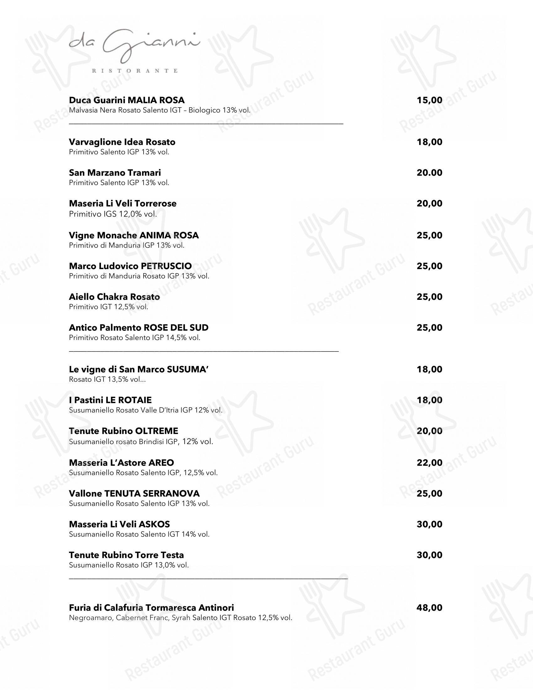 Основное меню per Da Gianni Ristorante in Torre Mozza