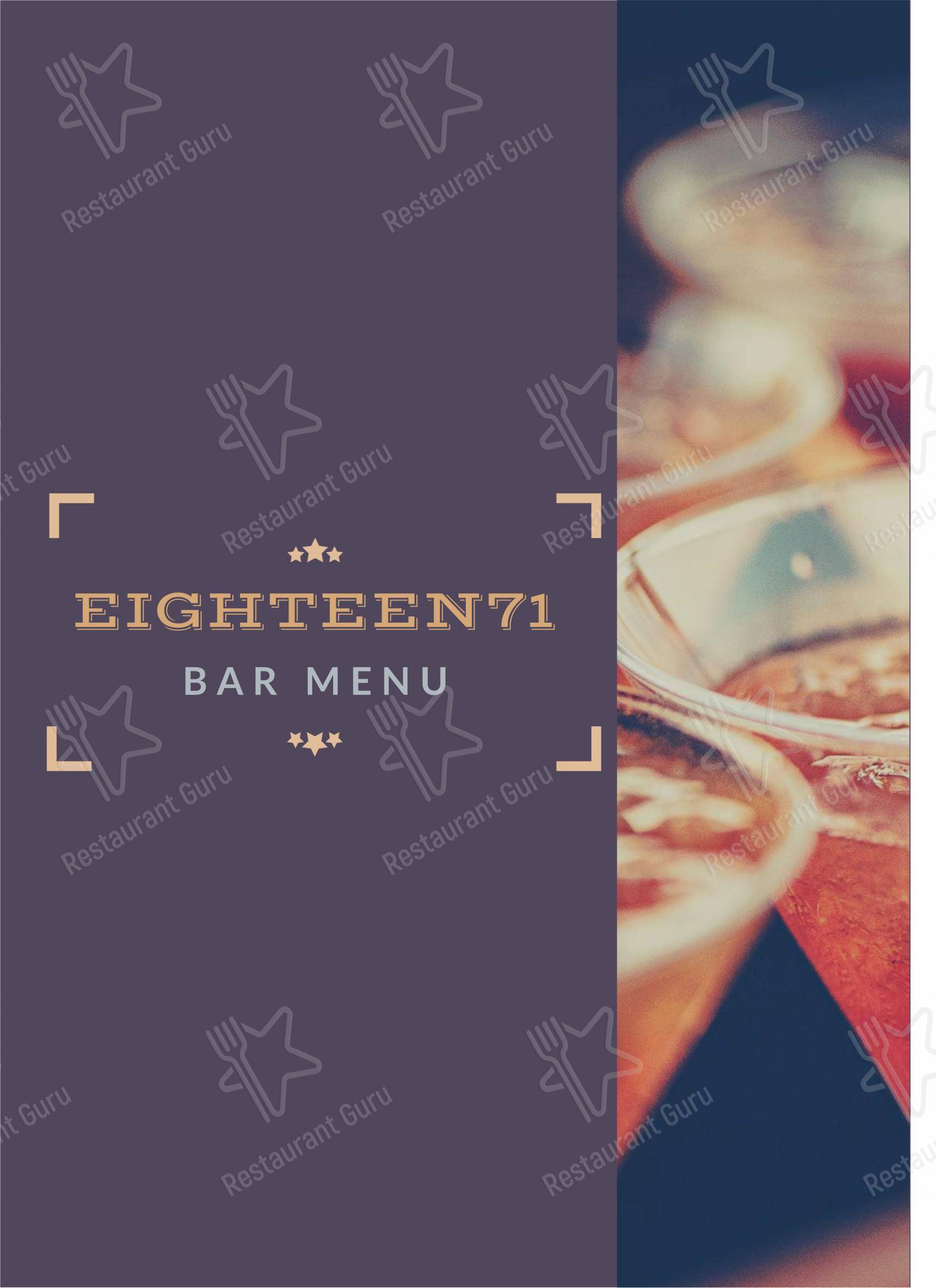 Menu for the Eighteen71 Cookhouse & Bar (Indian & Oriental Fine Dining Restaurant in Shimla) restaurant