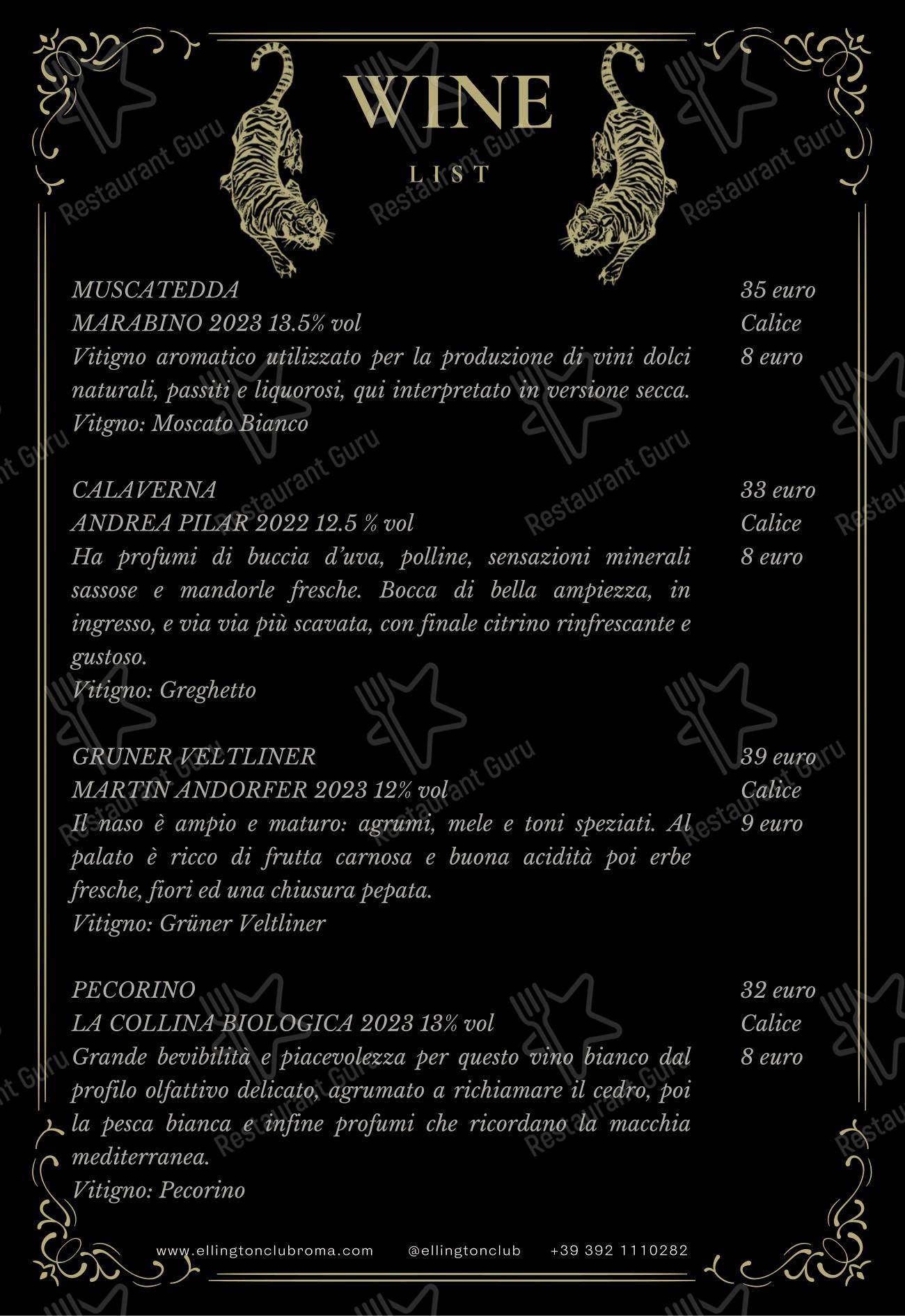 Menu di Ellington Club - Menu