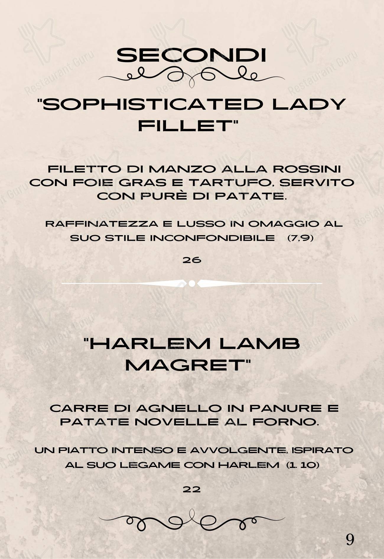 Menu per Ellington Club ristorante