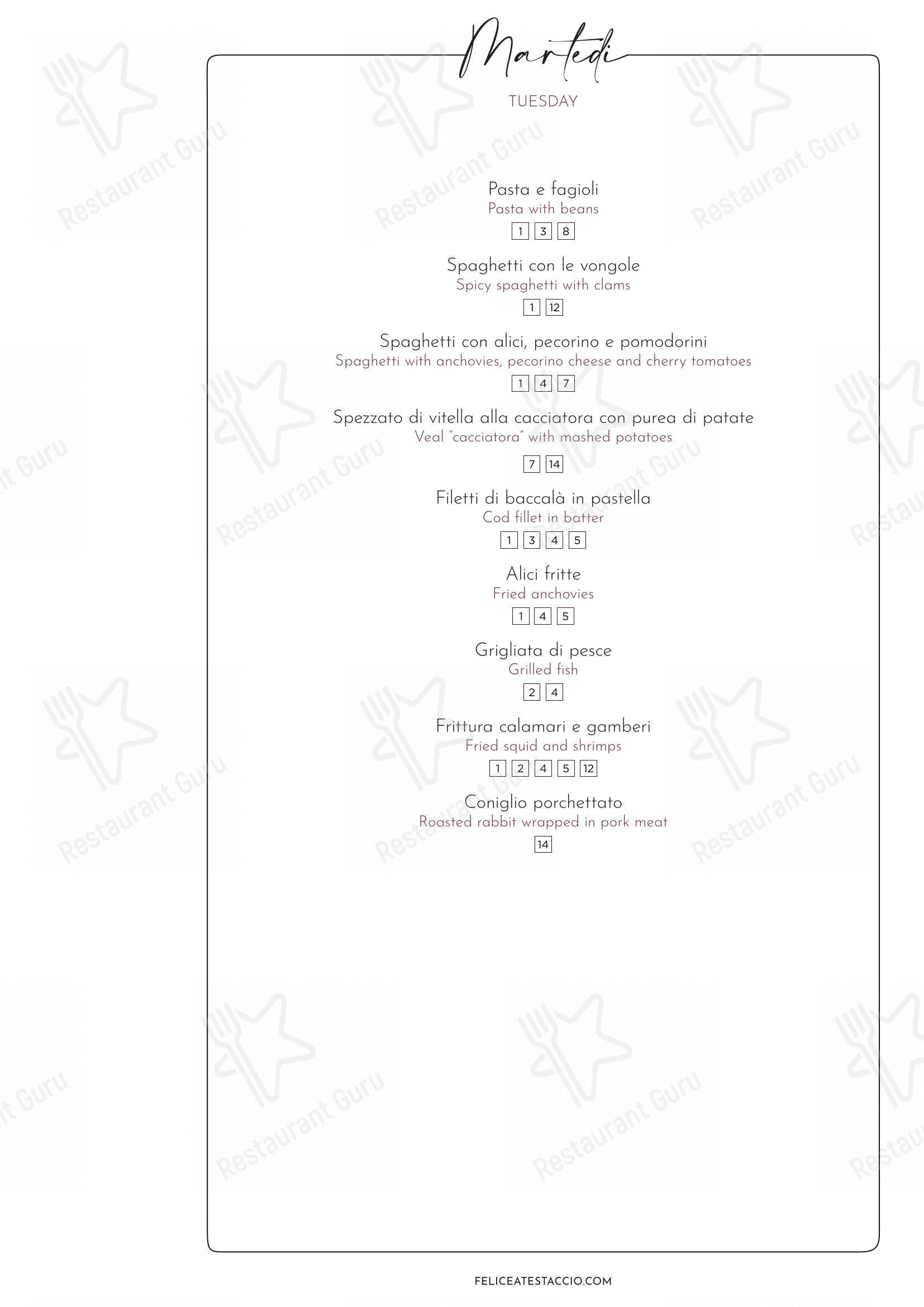 Felice a Testaccio ROMA in Roma - Menu bar