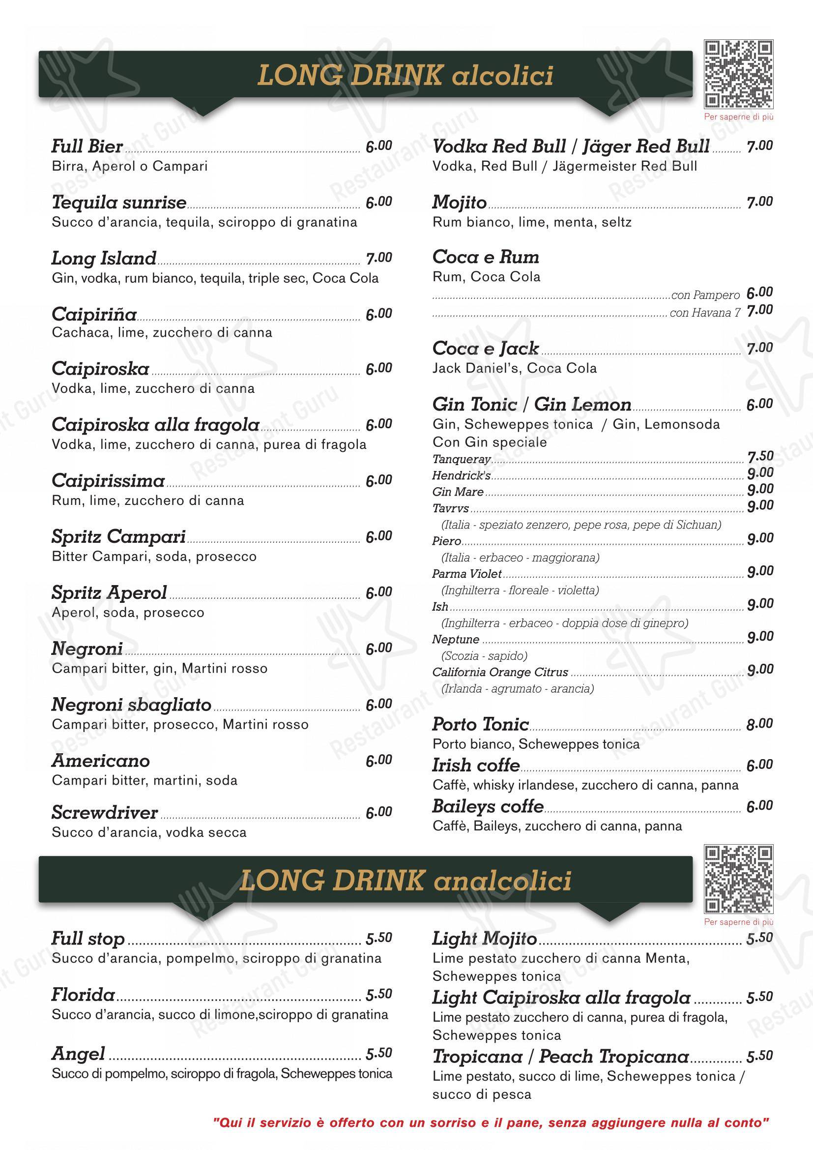 Menu di Ristorante Full Stop - Menu