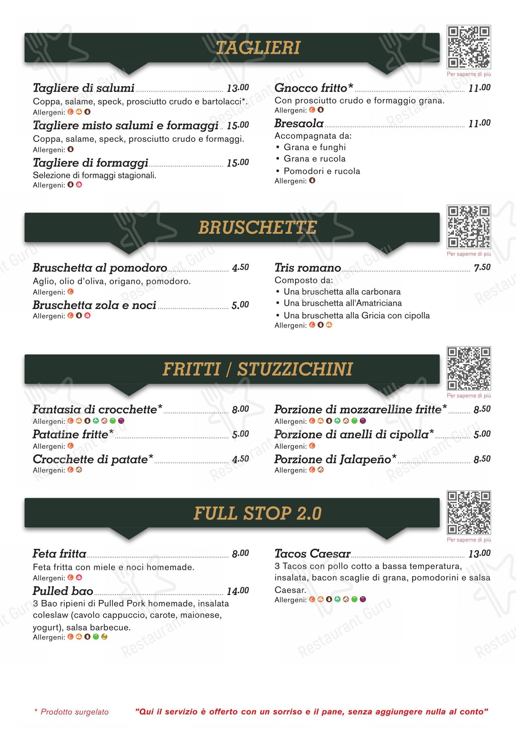 Ristorante Full Stop in Morazzone - Menu