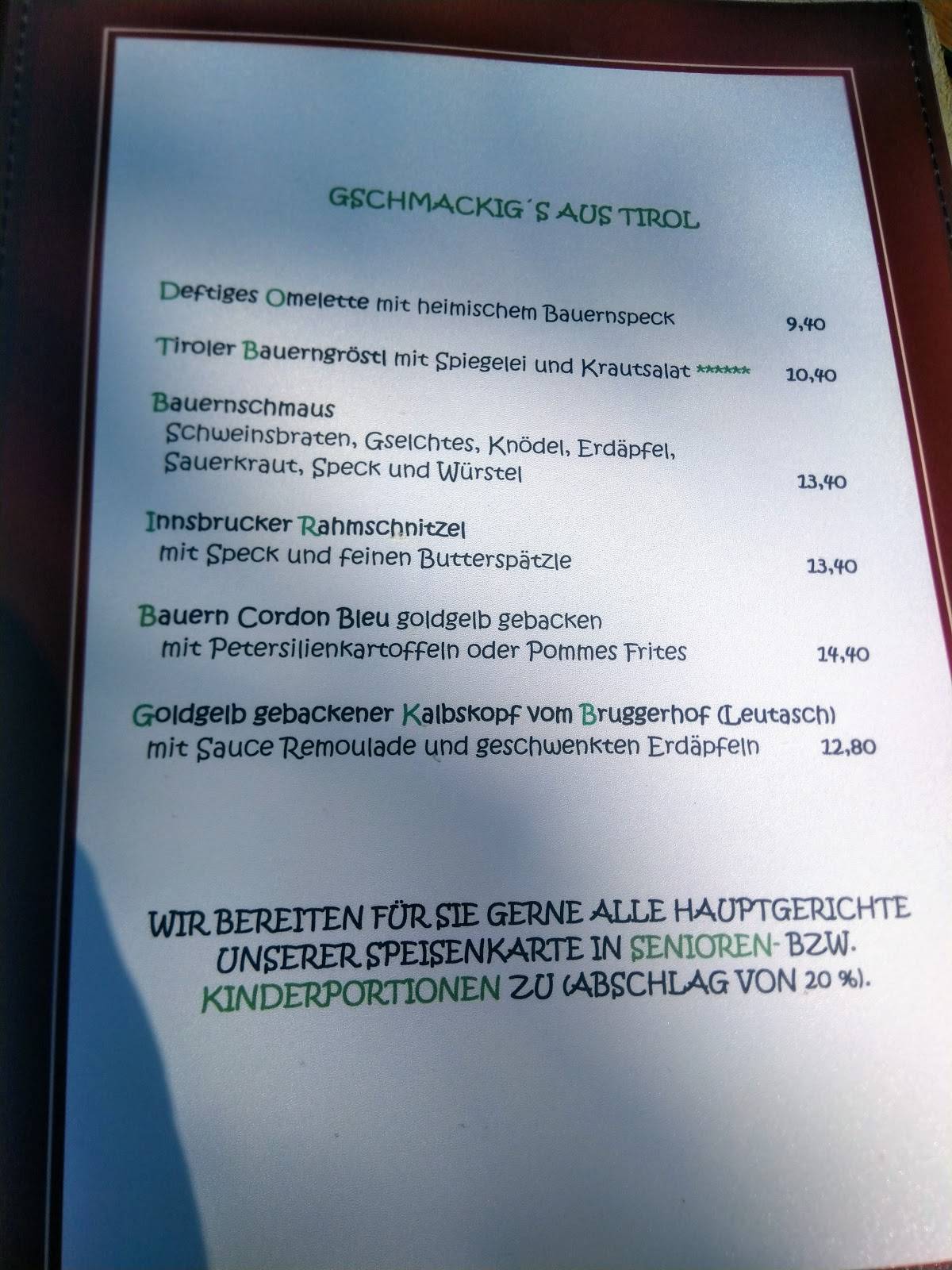 Speisekarte Von Gasthaus Restaurant Br Cke Sterreich