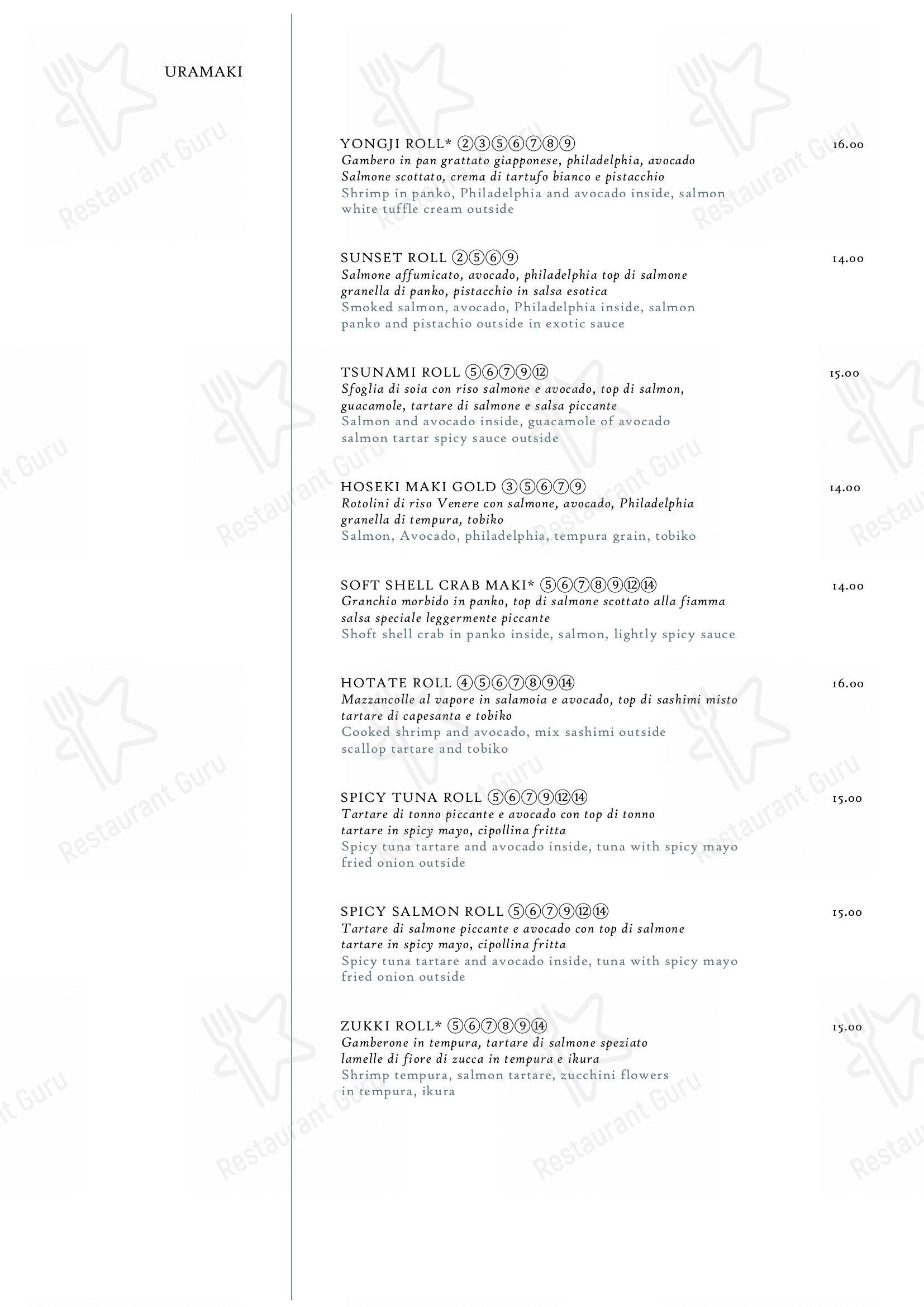 Menu di Hoseki - Menu