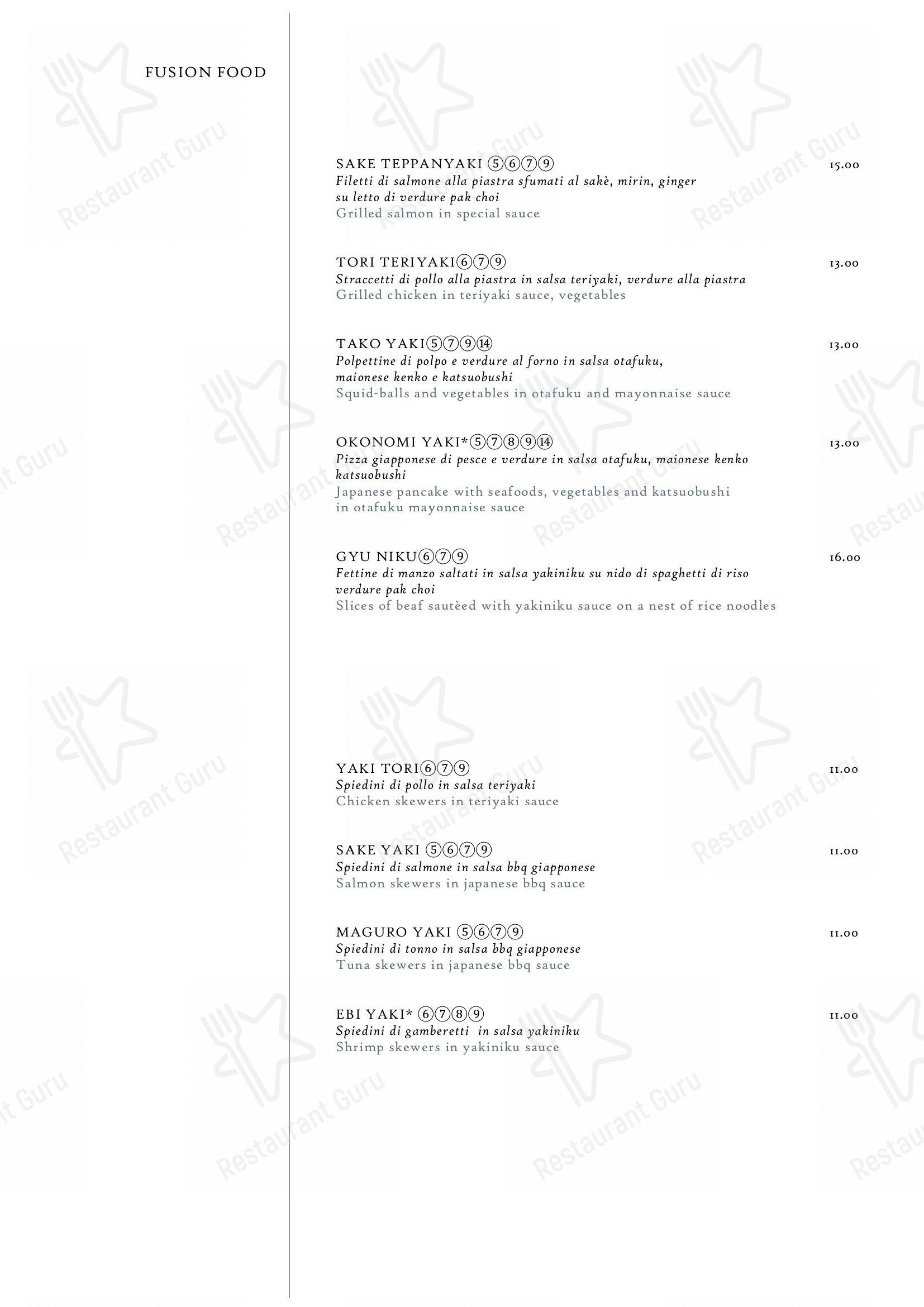 Menu per Hoseki in Firenze