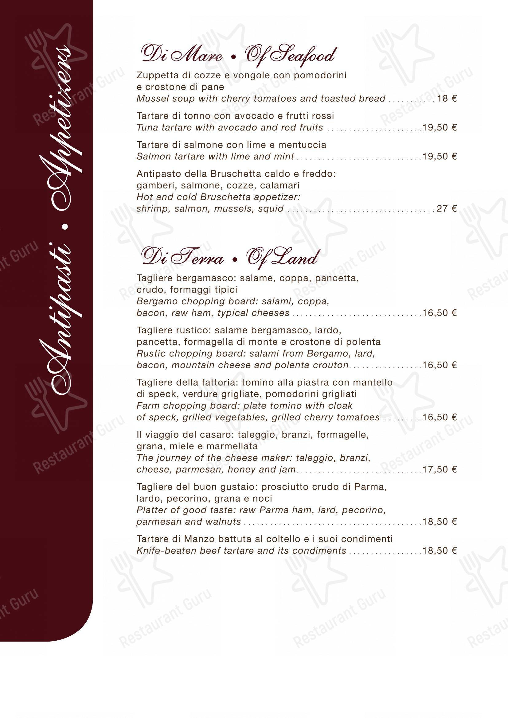 Menu per La Bruschetta ristorante