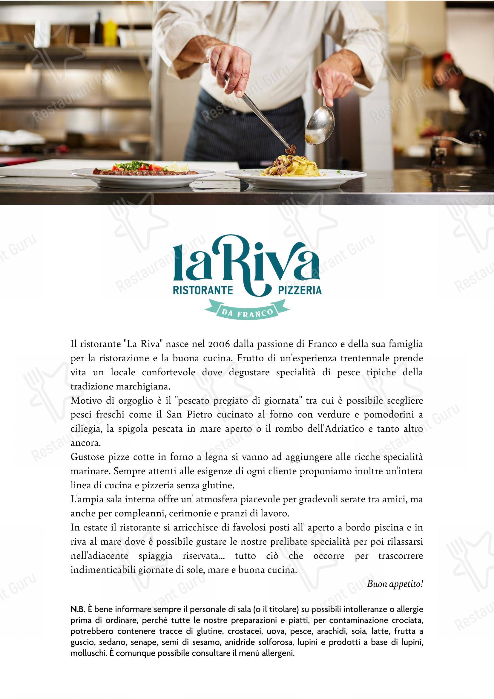 Menu di La Riva da Franco - Menu bar