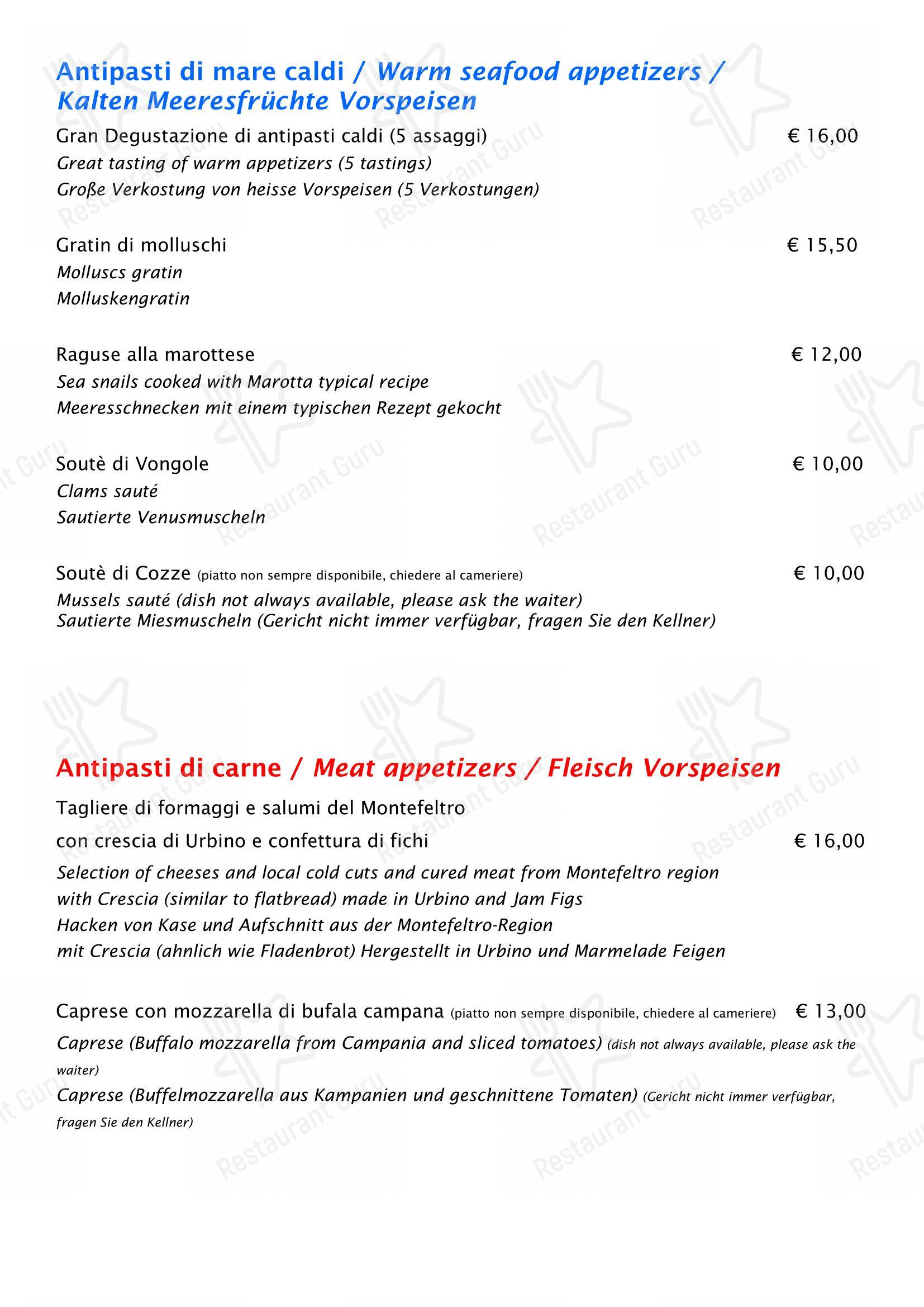La Riva da Franco in Marotta - Коктейльная карта