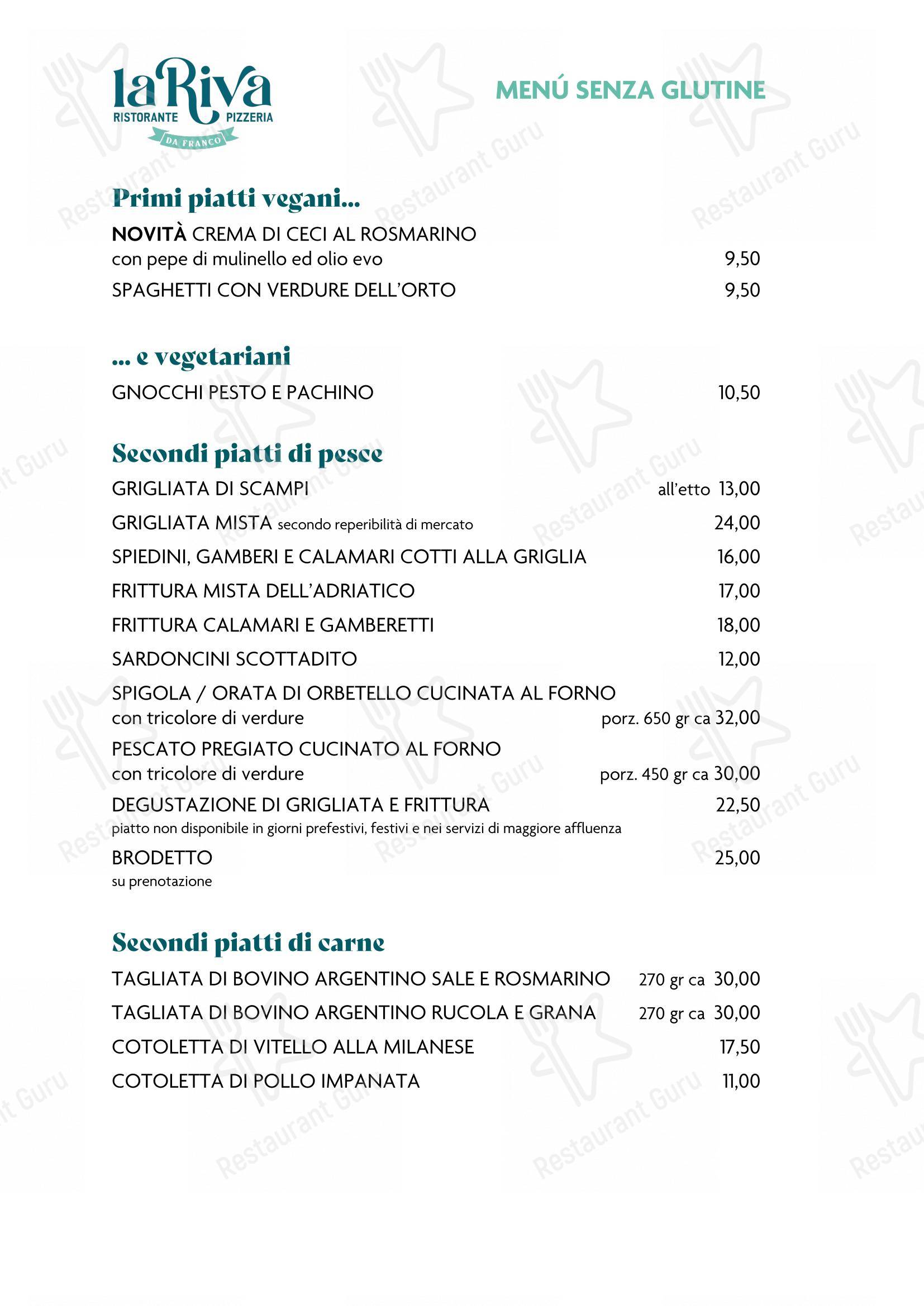 Menu bar per La Riva da Franco in Marotta