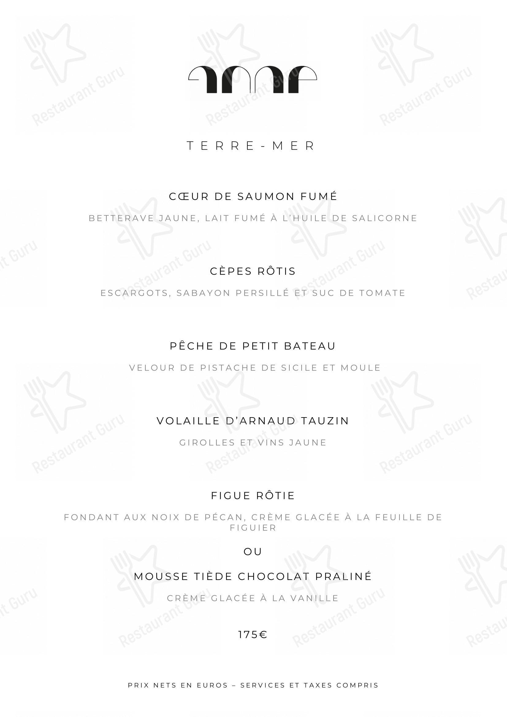 Menu pour Le Pavillon de la Reine - Lunch Menu