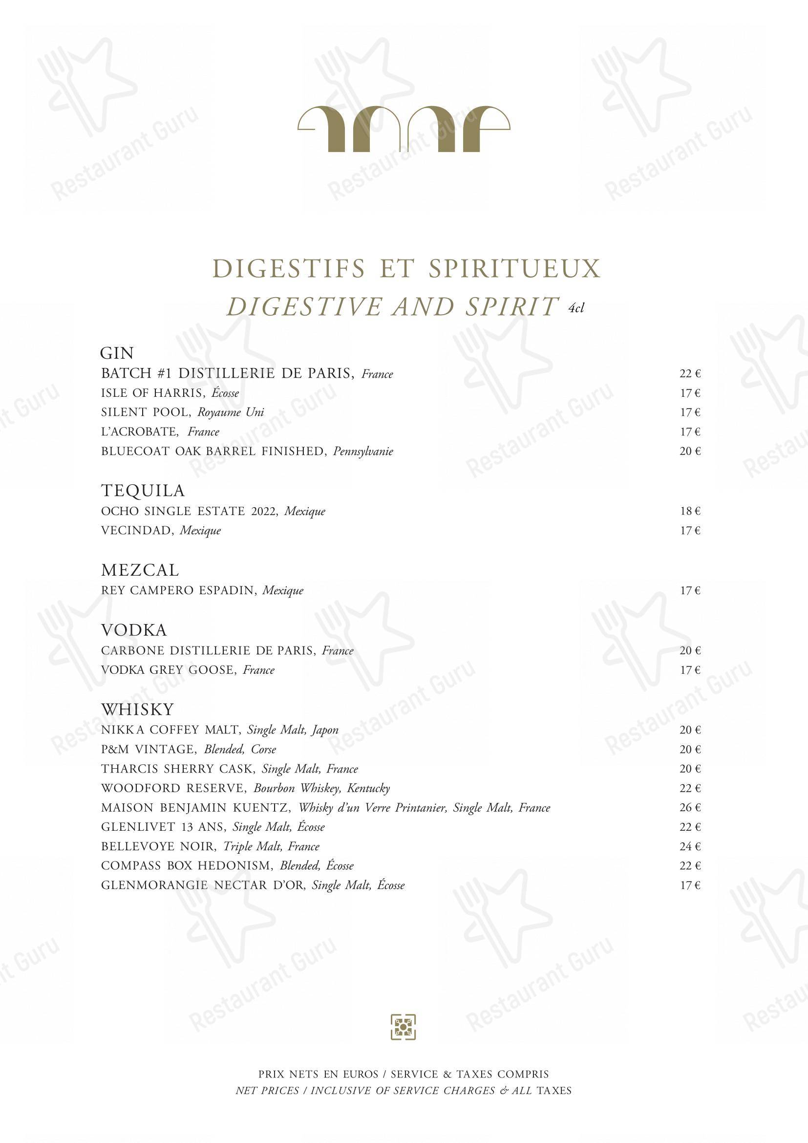 Le Pavillon de la Reine dans Paris - Dinner Menu