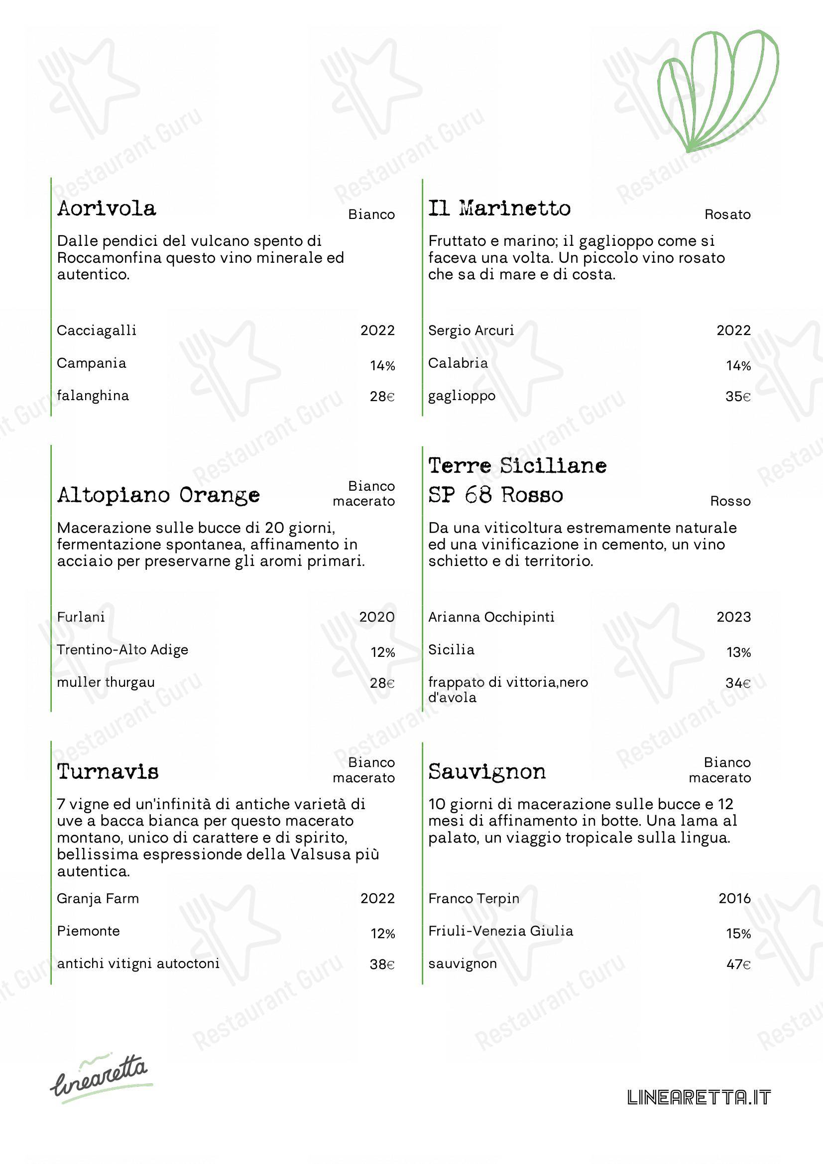 Menu di Linearetta - Menu
