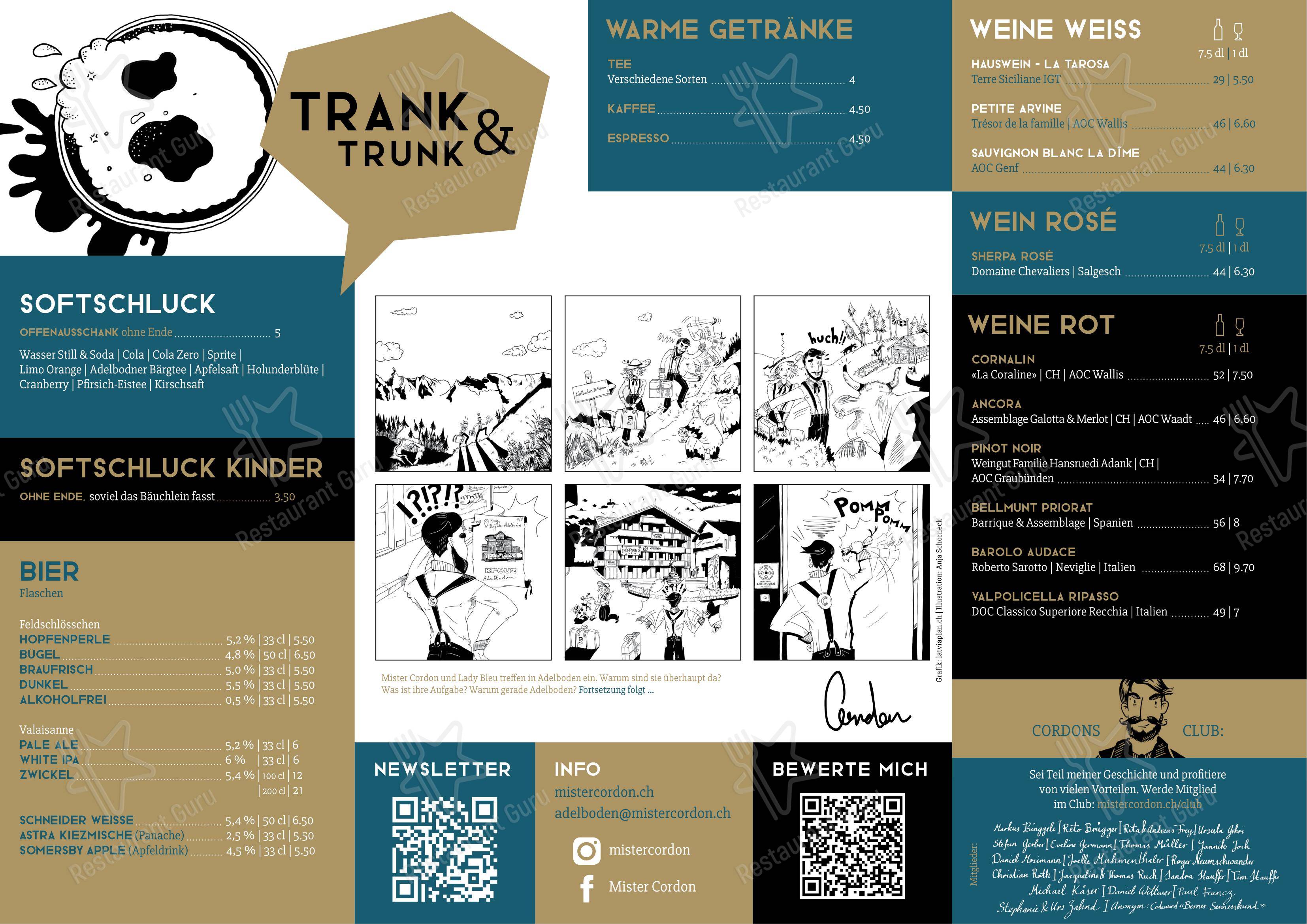 Menu di MISTER CORDON Adelboden - Menu bar