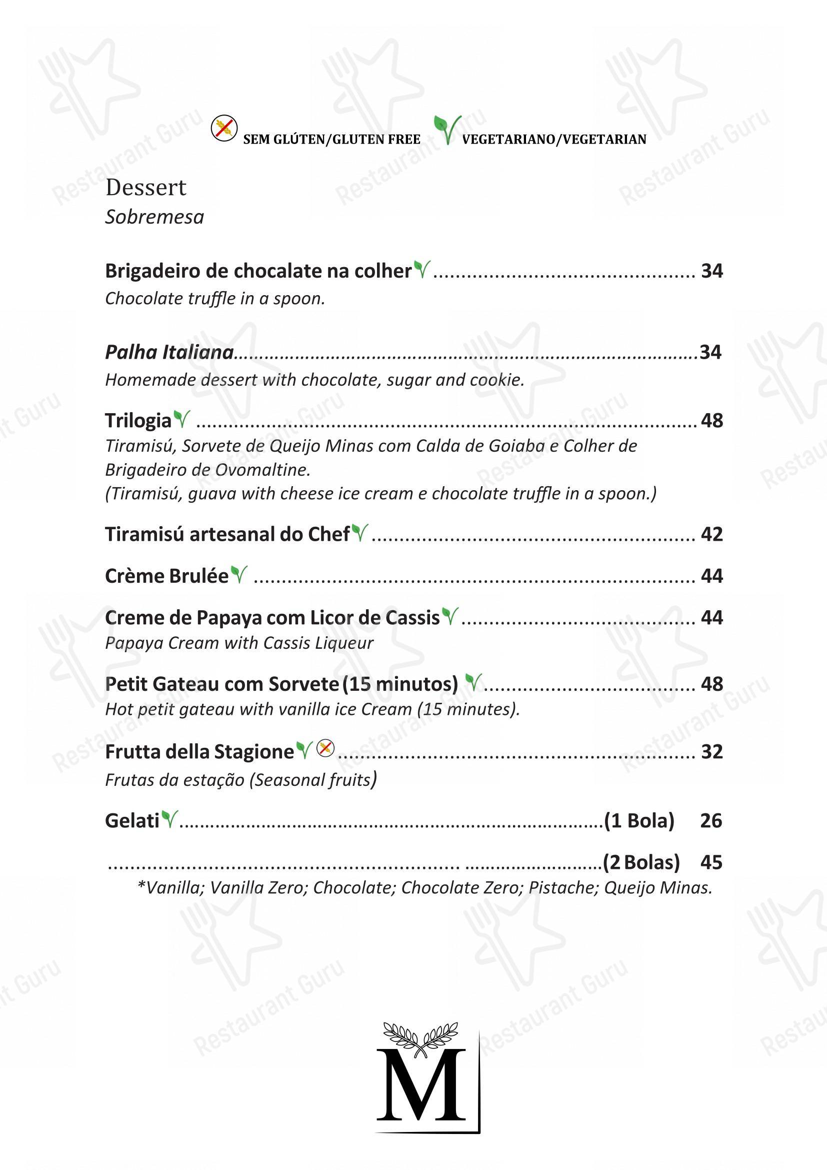 Menu para Margutta Ipanema restaurante