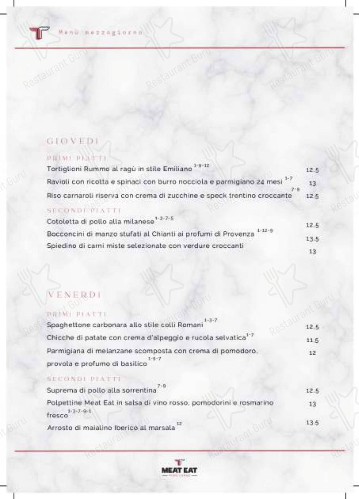 菜单 per Meat Eat ristorante