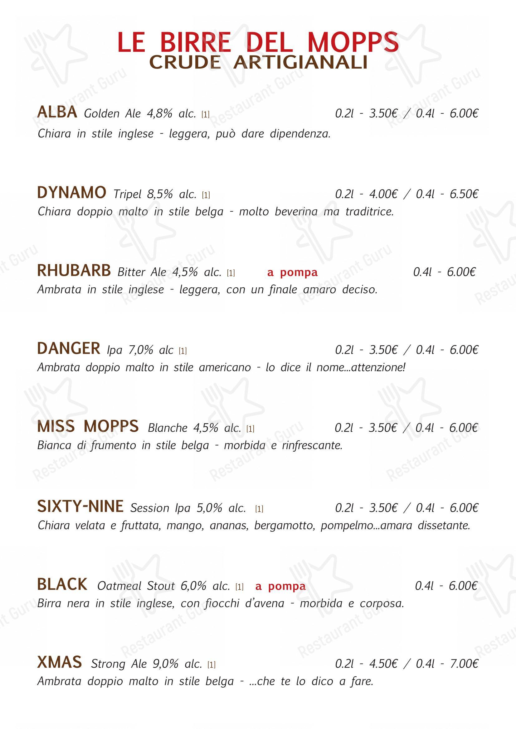 Menu pour Mopps - Menu bar