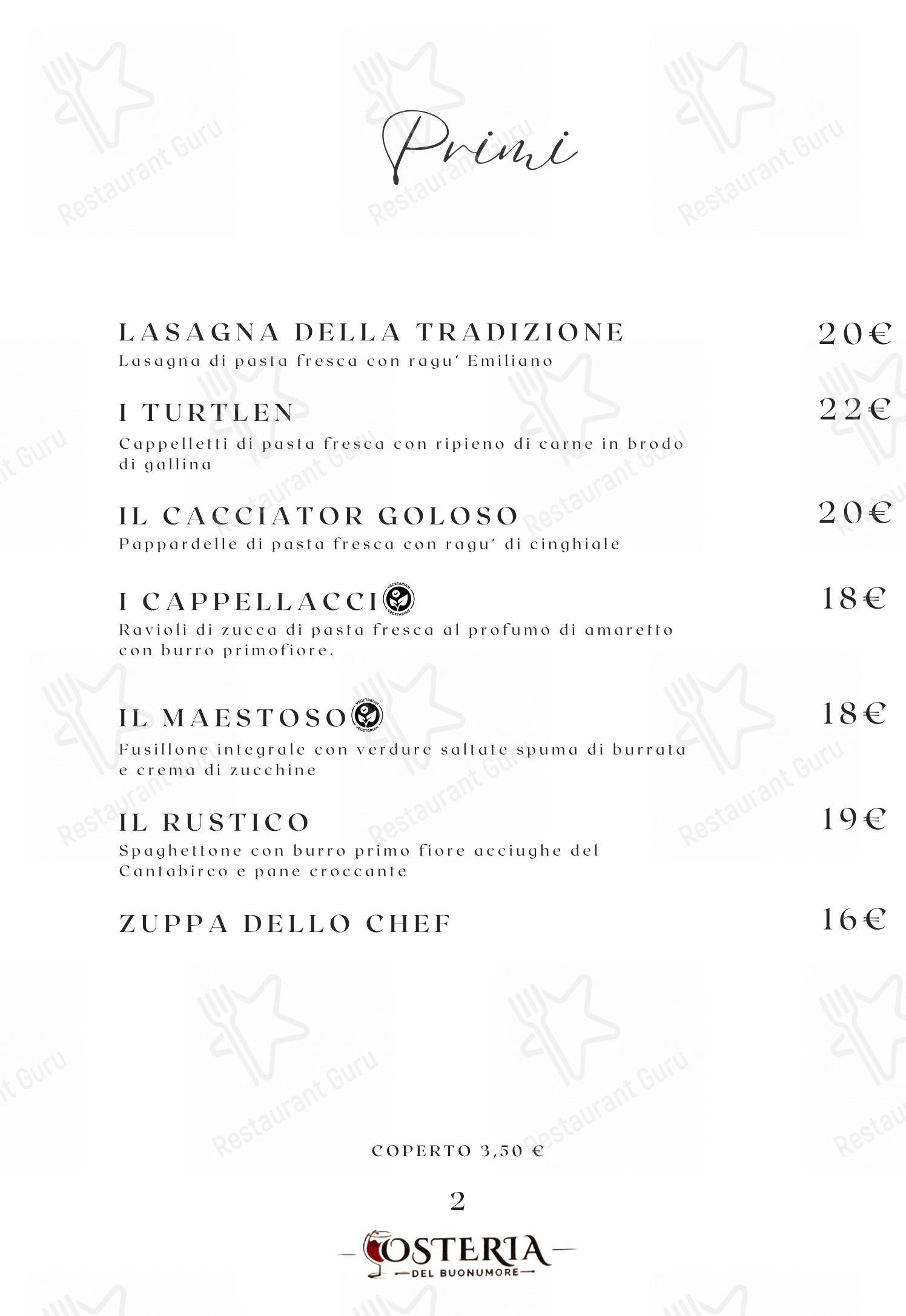 Menu per Osteria Del Buon Umore in Como
