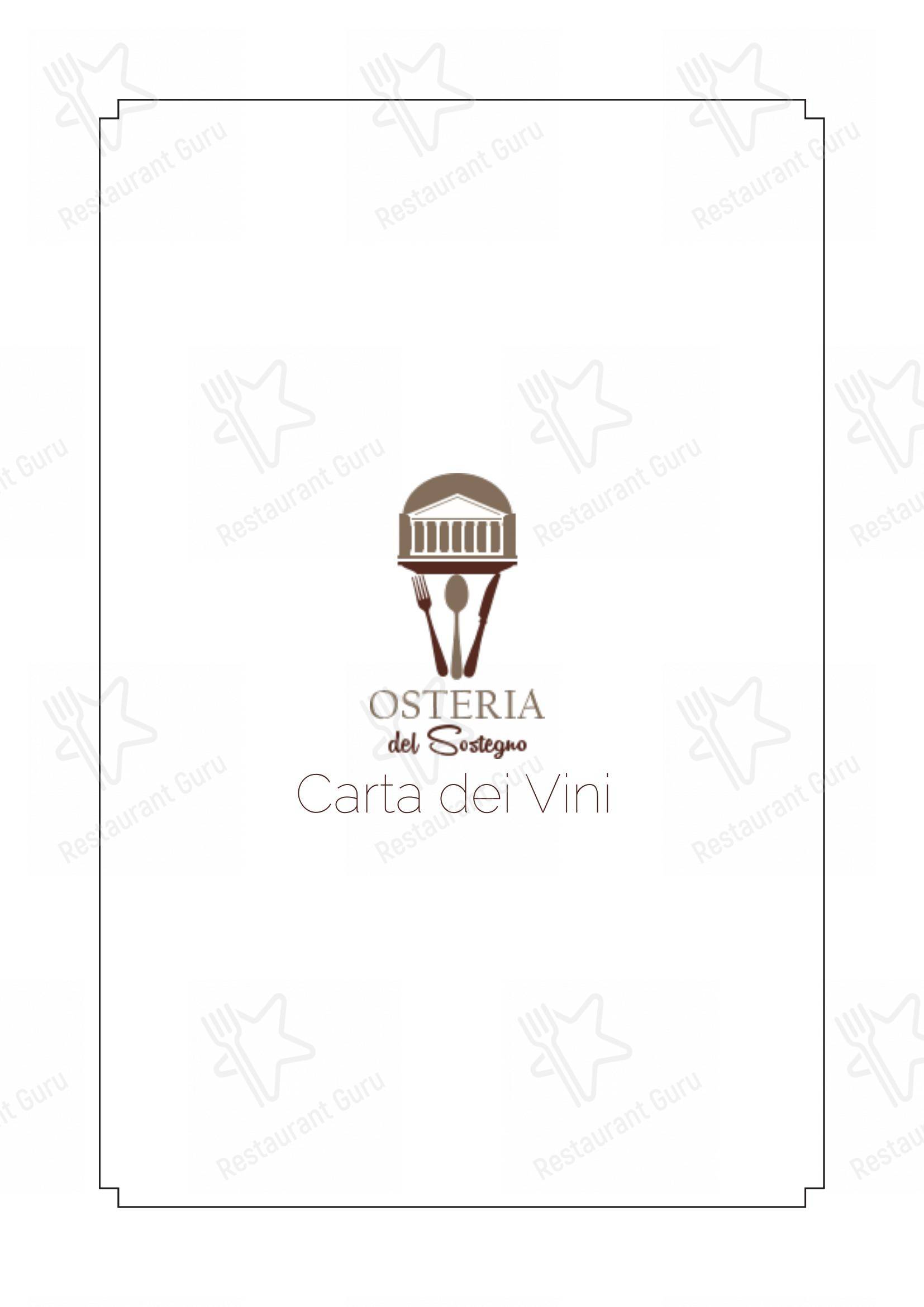Menu bar per Osteria del Sostegno ristorante