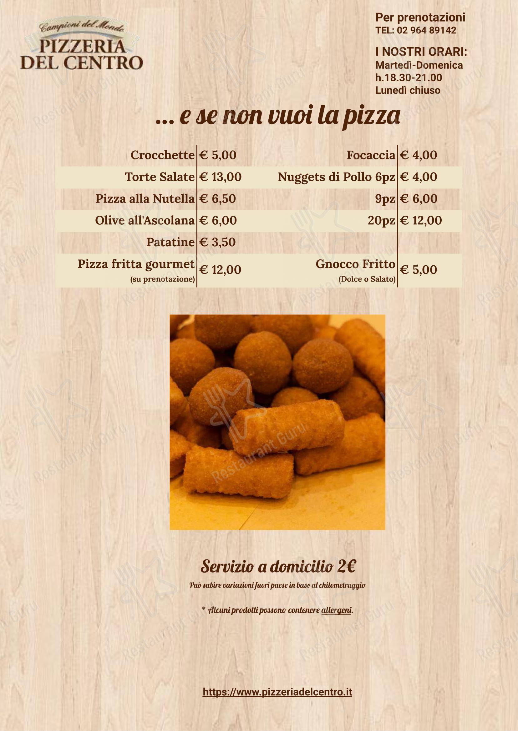 Menu di Pizzeria Del Centro - Menu