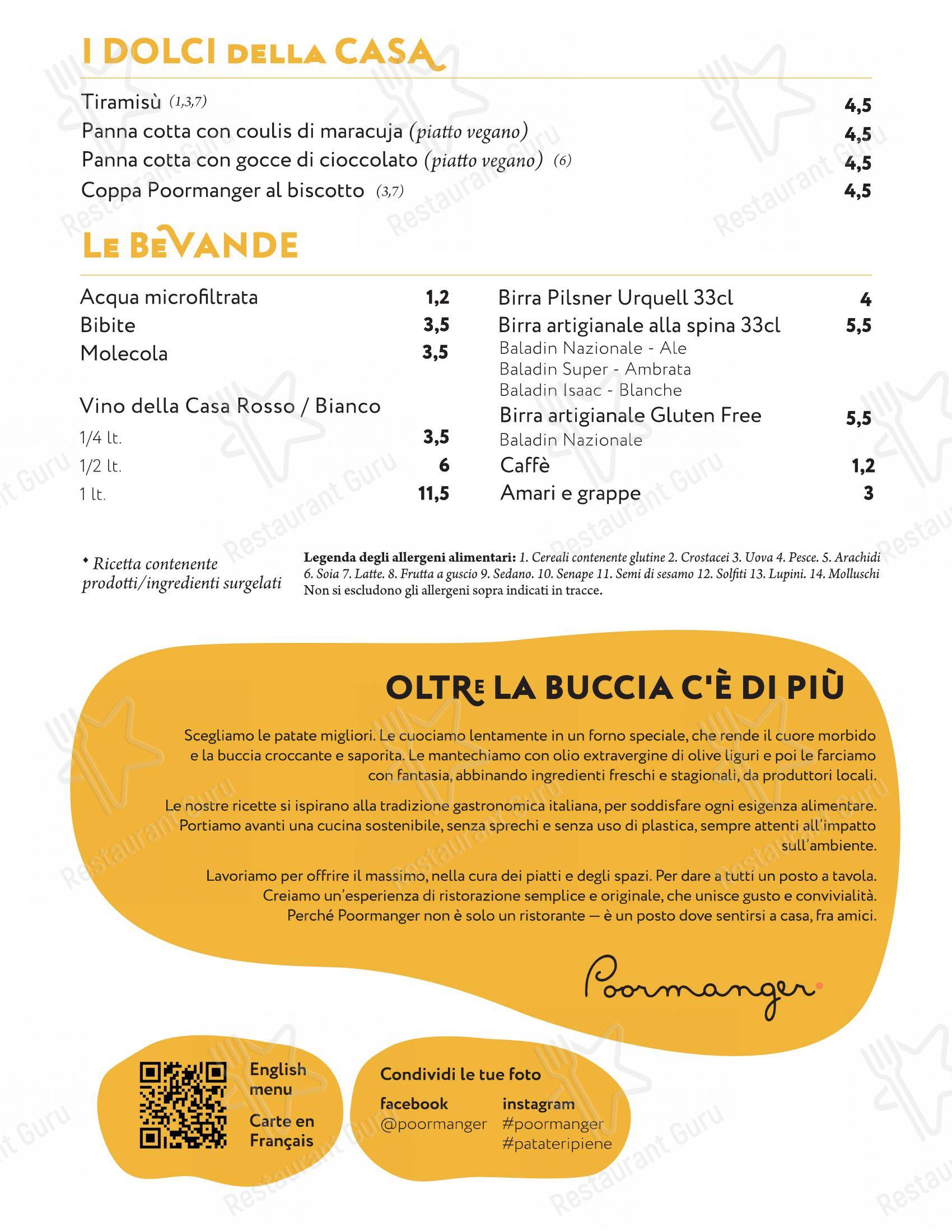 Основное меню per Poormanger in Torino
