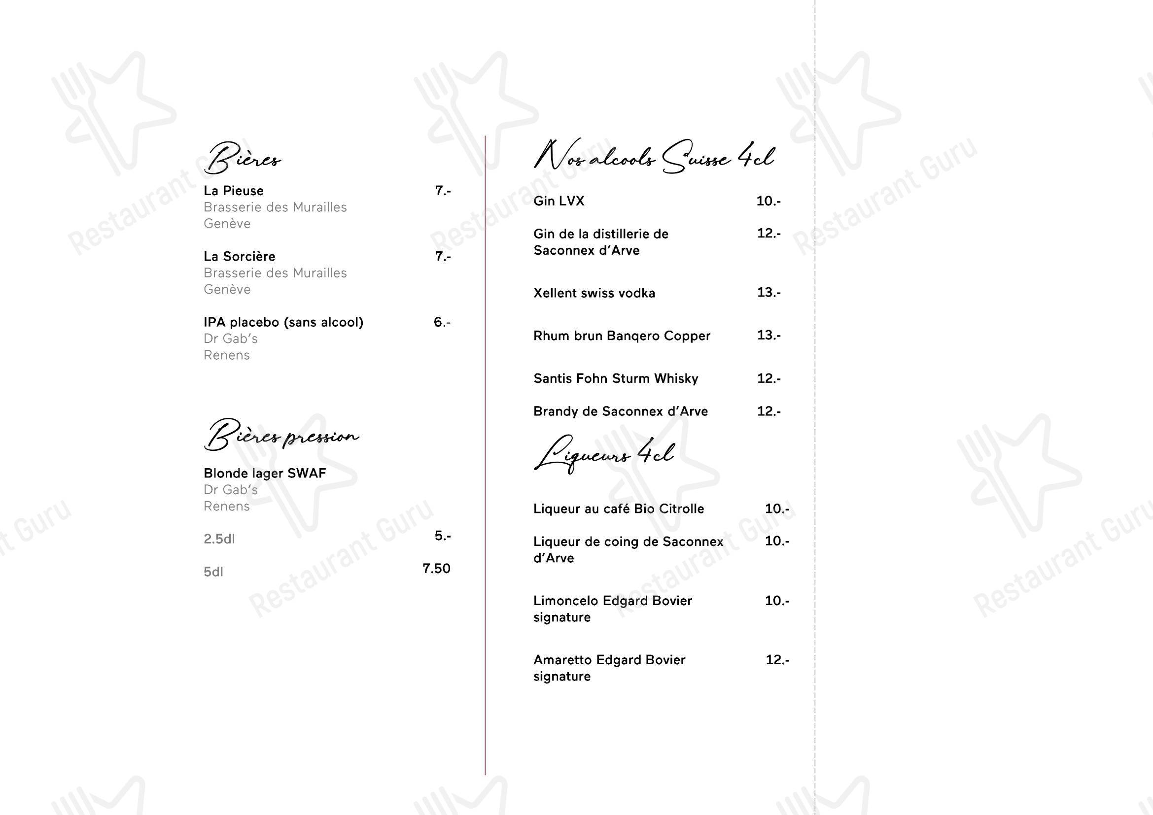 Основное меню per Restaurant Le Tourbillon in Plan-les-Ouates