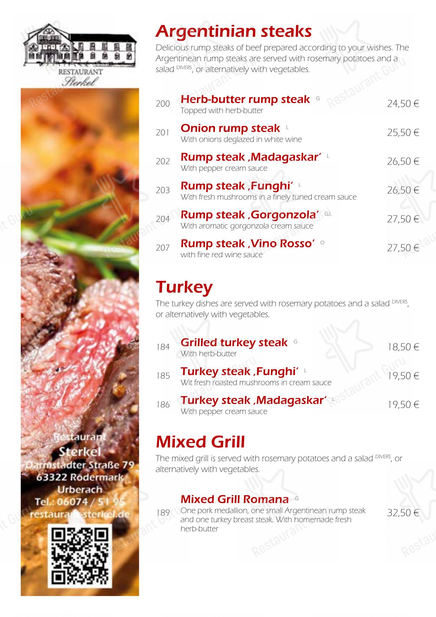 Menu pour Restaurant Sterkel - Menu bar