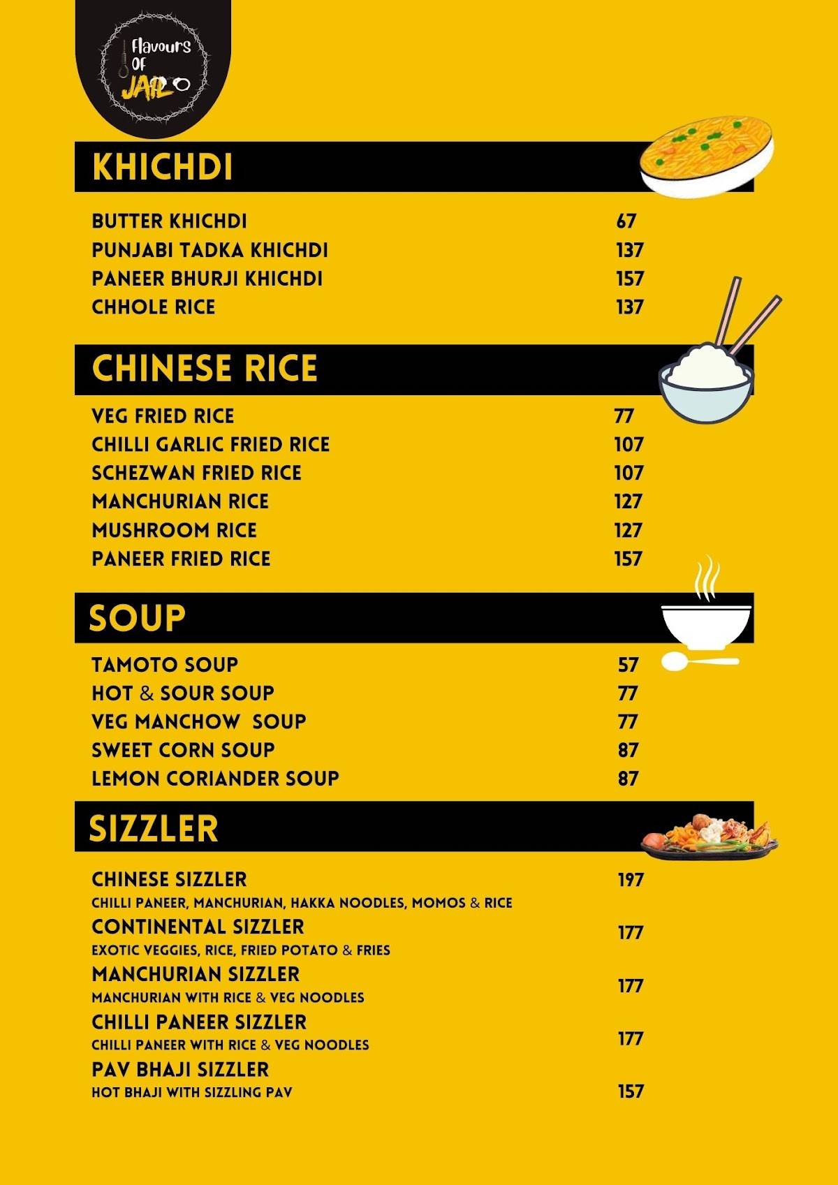 Flavours Of JAIL, Rewa menu