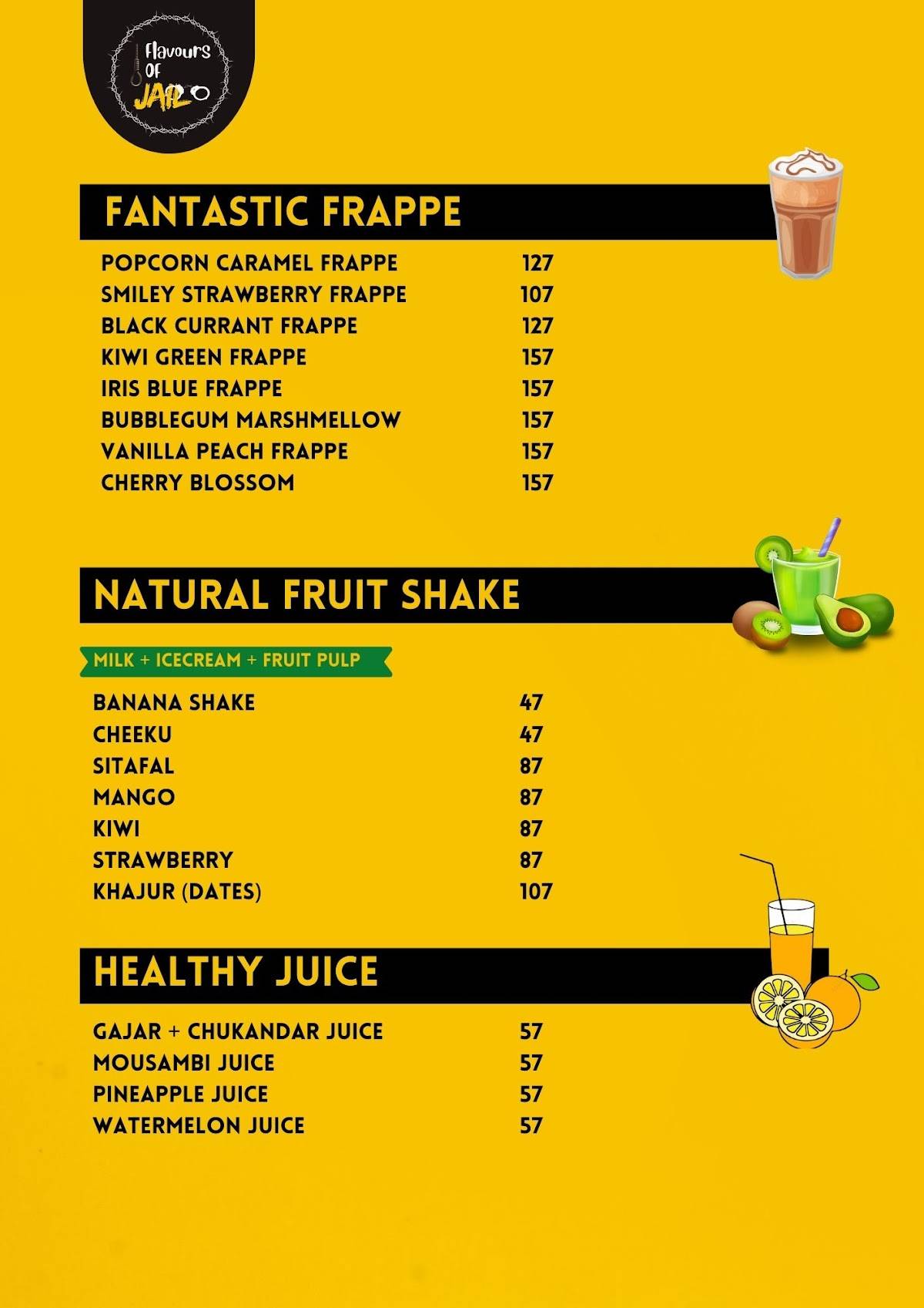 Flavours Of JAIL, Rewa menu