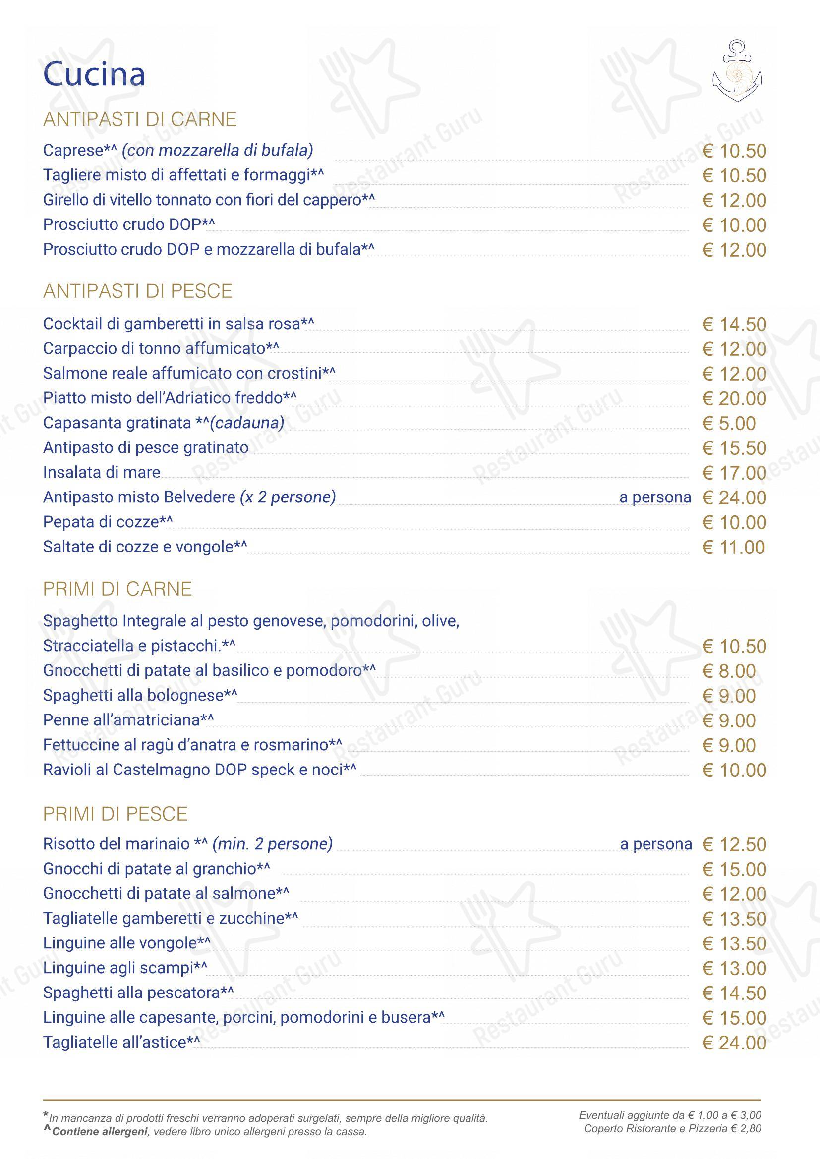 Menu at Ristorante Al Belvedere, Pramaggiore Blessaglia
