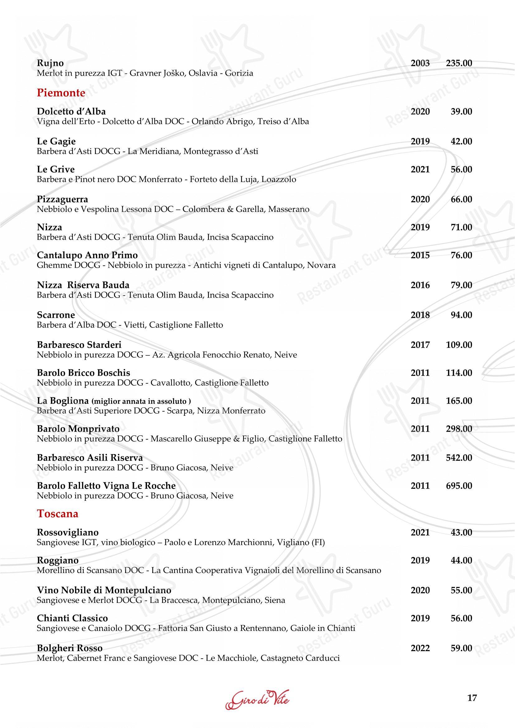 Menu di Ristorante Grotto Serta - Основное меню