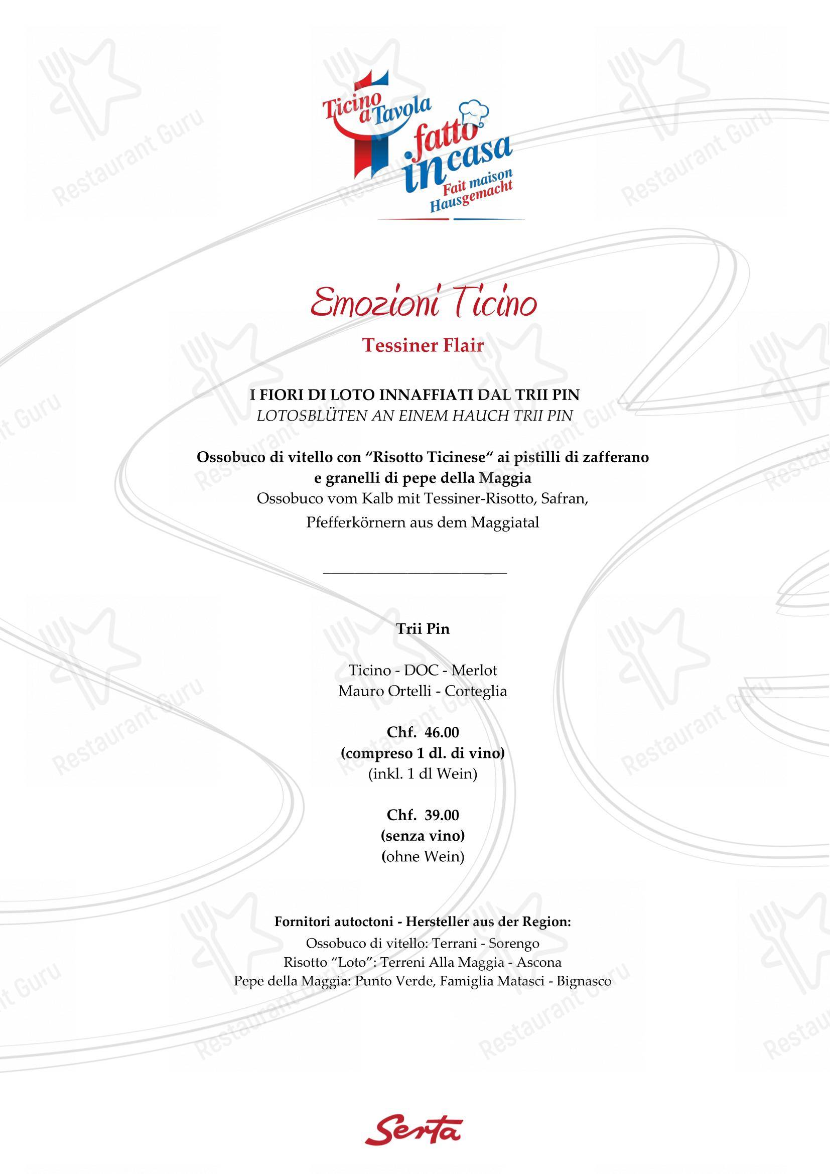 Menu bar per Ristorante Grotto Serta ristorante