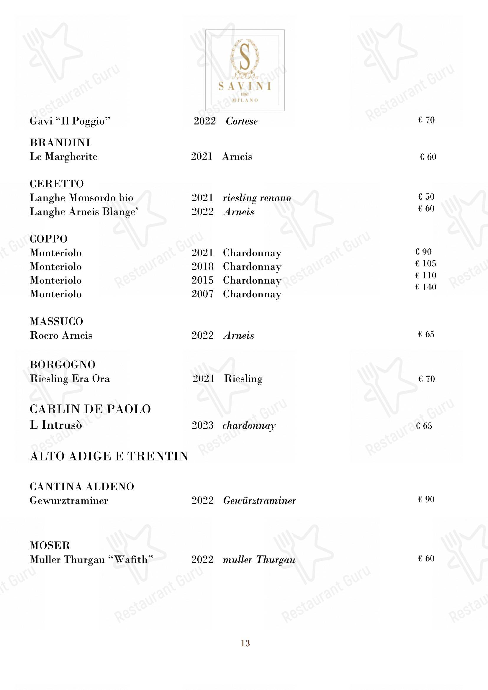 Коктейльная карта per Savini 1867 in Milano