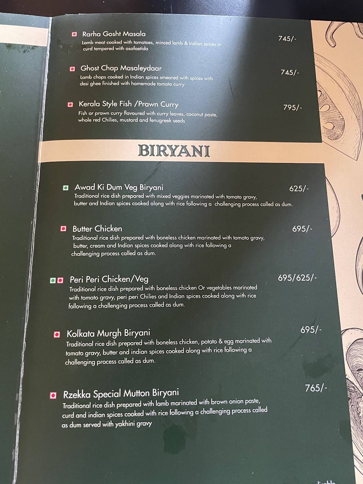Rzekka Resort menu