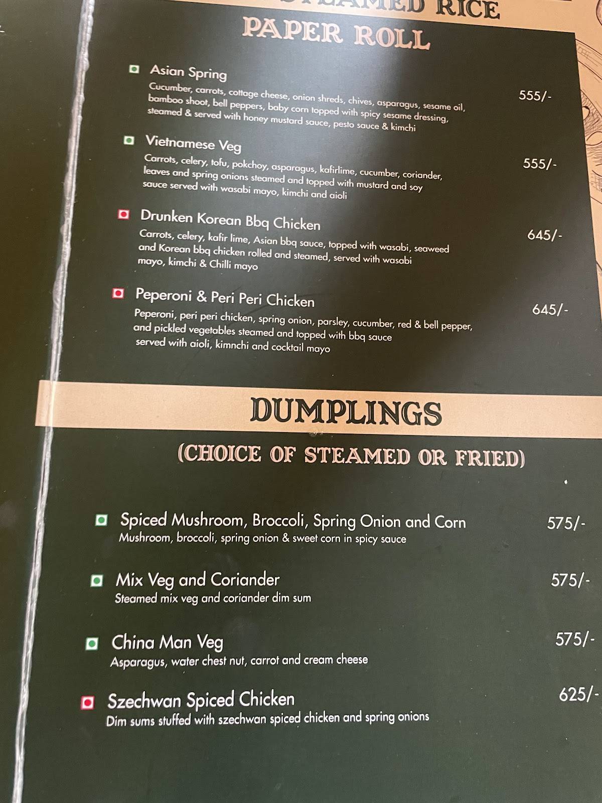 Rzekka Resort menu